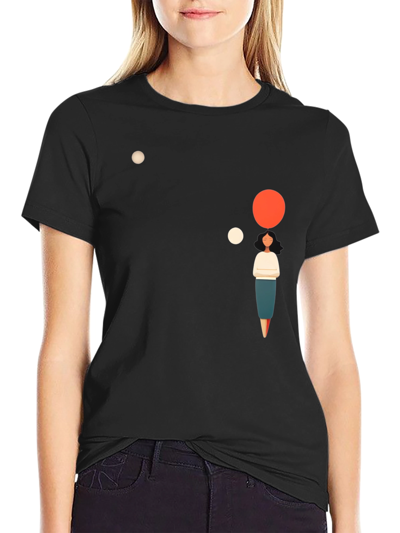 Black Modern Graphic Tee - Minimalist Thought Bubble Design view 2