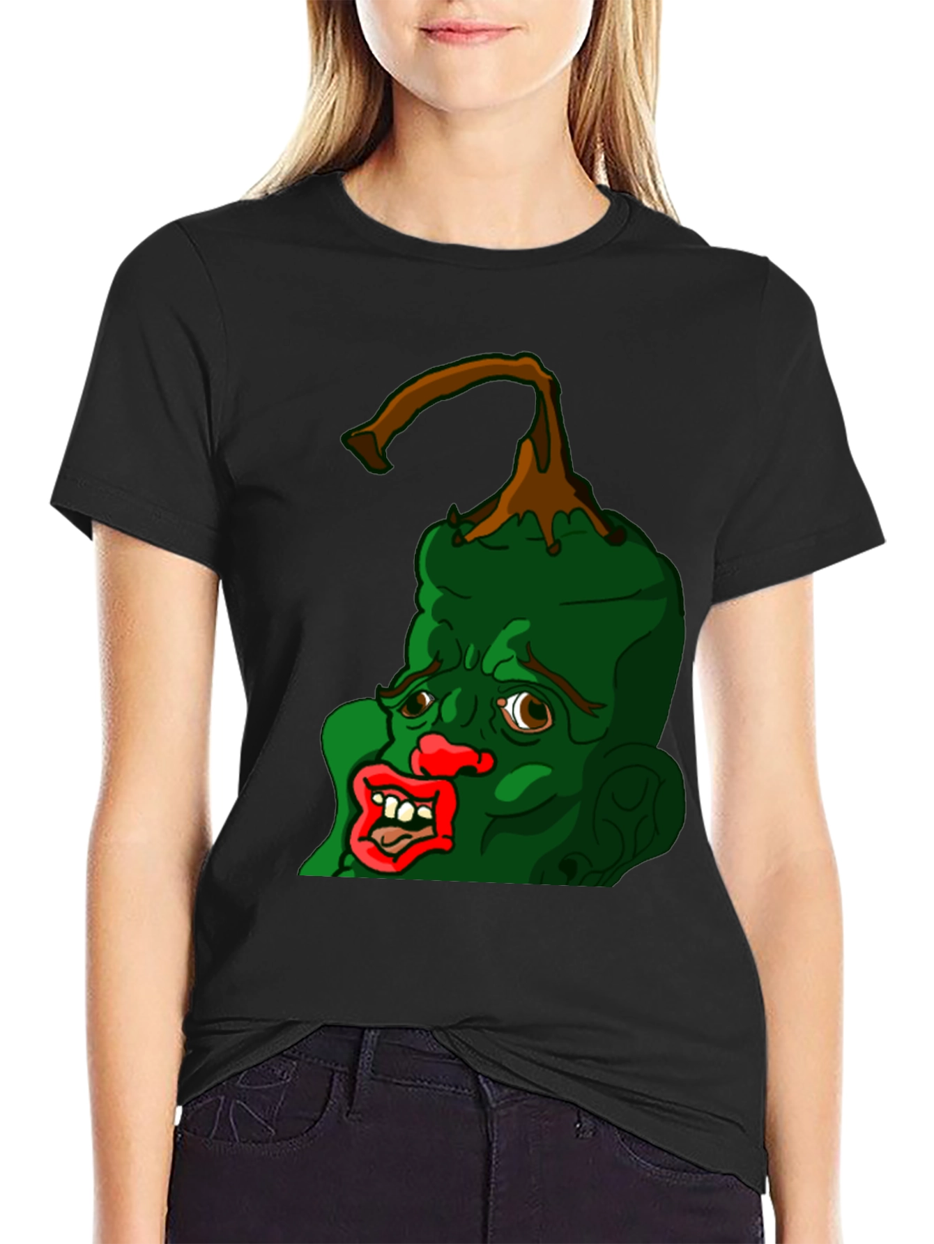 Black Grotesque Pepper Head Black T-Shirt view 2