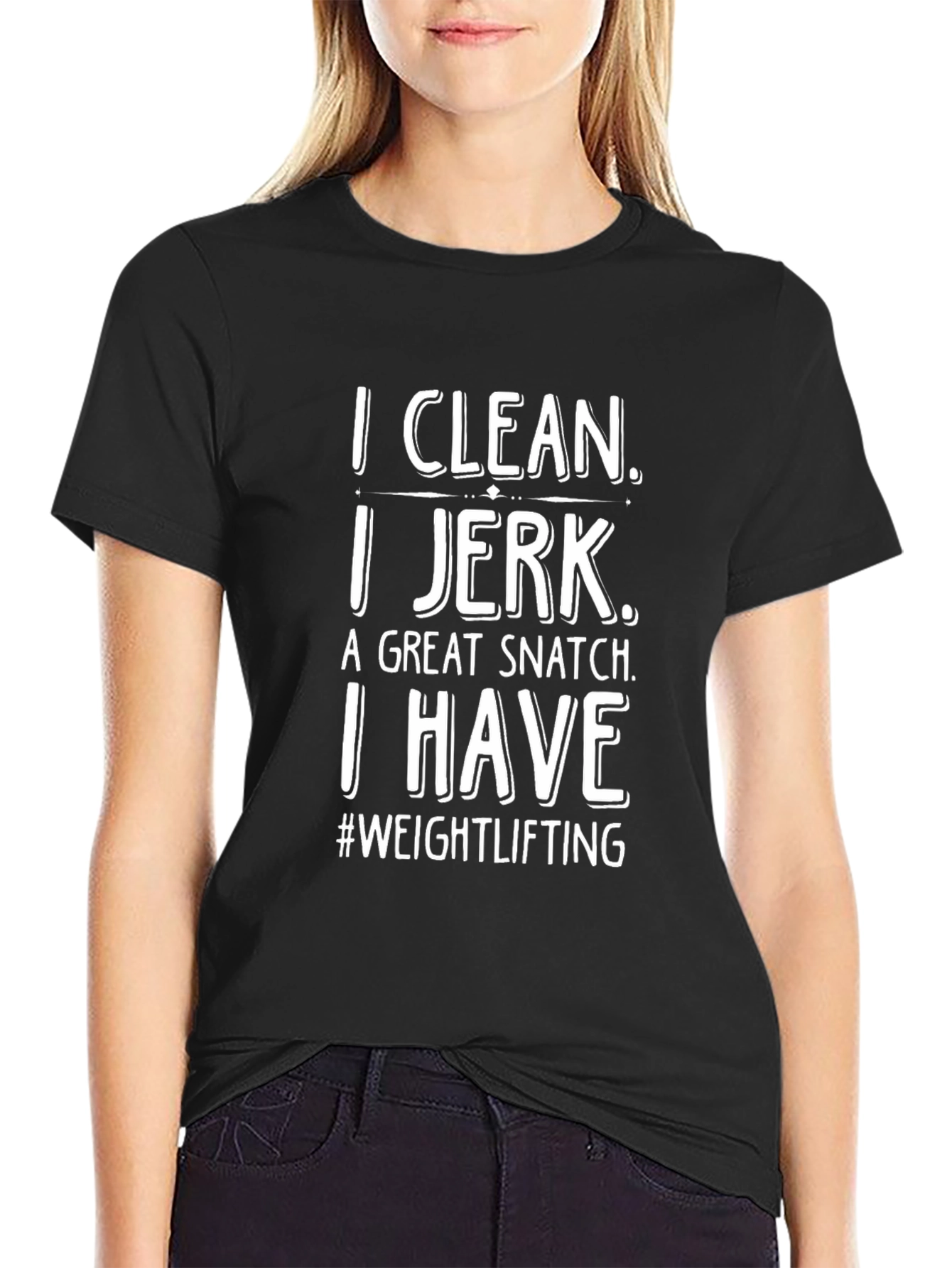 Black I Clean I Jerk Weightlifting T-Shirt view 2