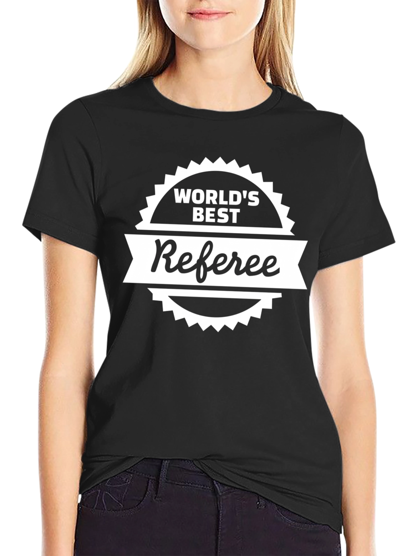 Black World's Best Referee T-Shirt - Black Novelty Tee view 2