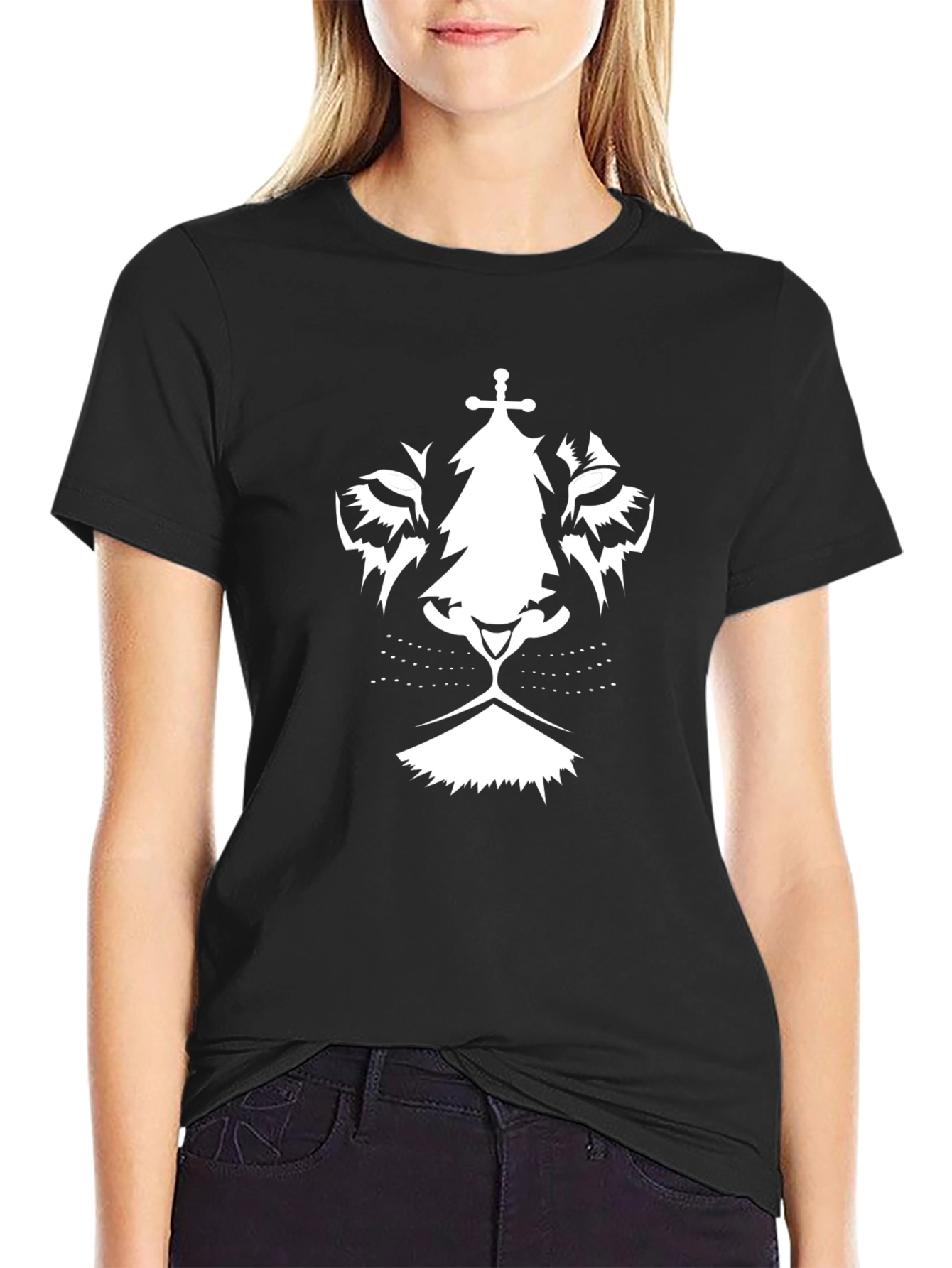 Black Lion Crest Graphic Tee - Black Cotton view 2