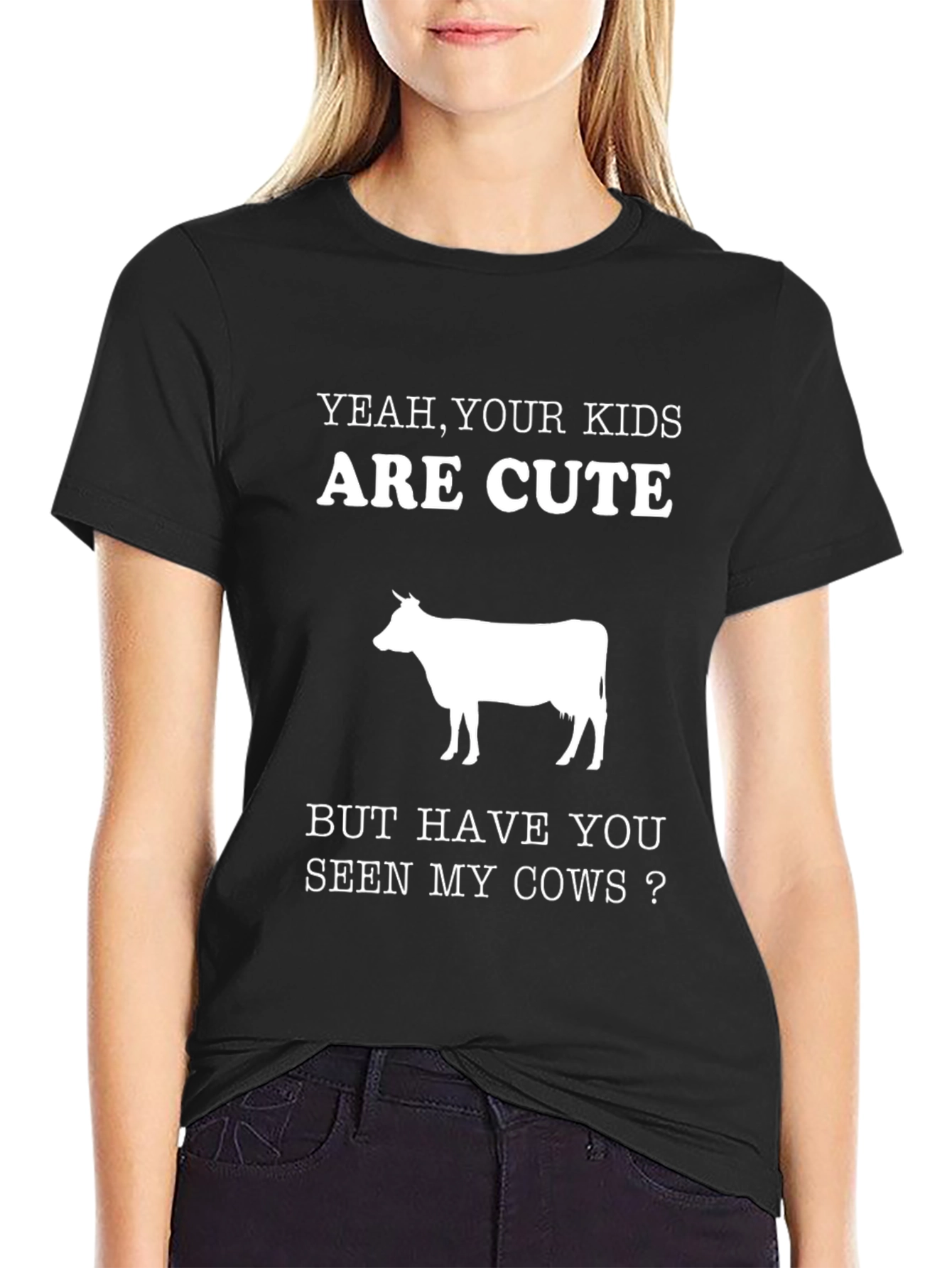 Black Yeah, Your Kids Are Cute, But Have You Seen My Cows? T-Shirt view 2