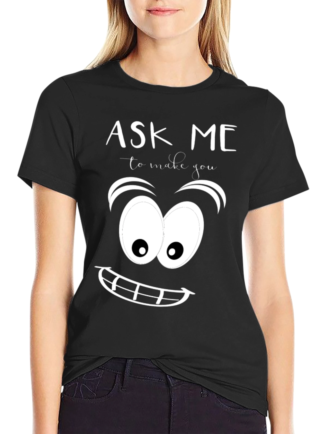Black Ask Me To Make You Smile Graphic Tee view 2