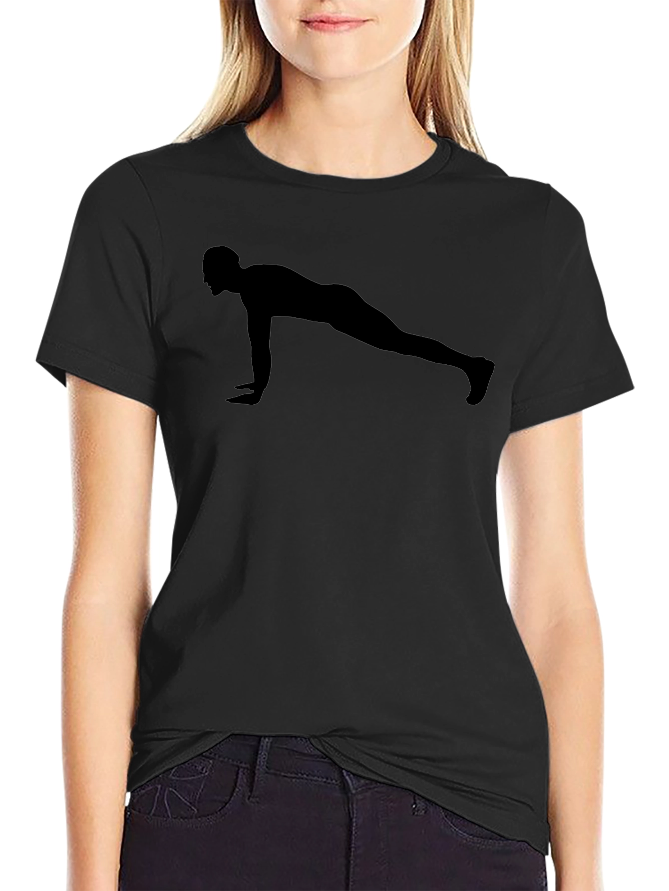 Black Fitness Push-Up Silhouette Black T-Shirt view 2