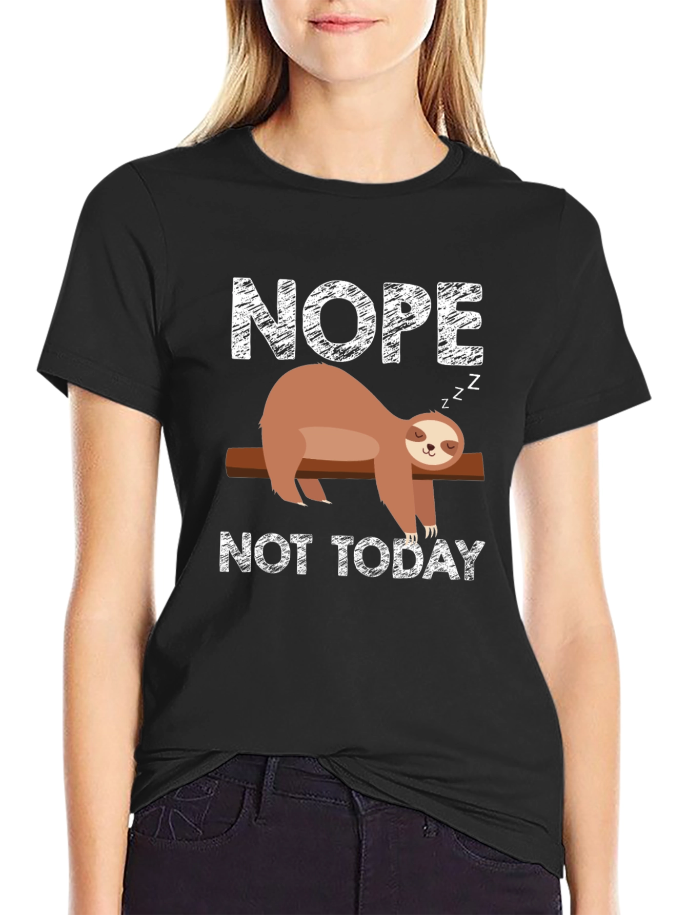 Black Nope Not Today Sloth Graphic Tee - Unisex view 2