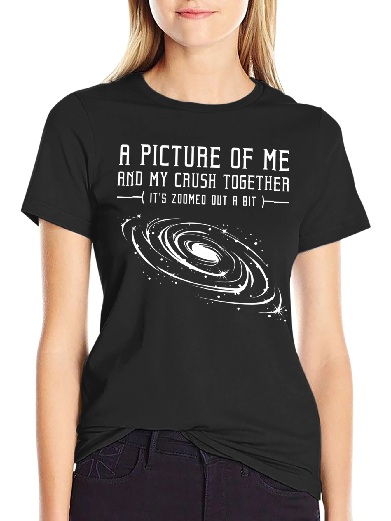 Black Humorous "Me and My Crush" Galaxy T-Shirt view 2
