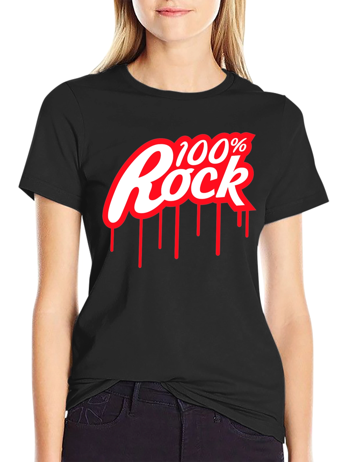 Black 100% Rock Graphic Tee - Black view 2