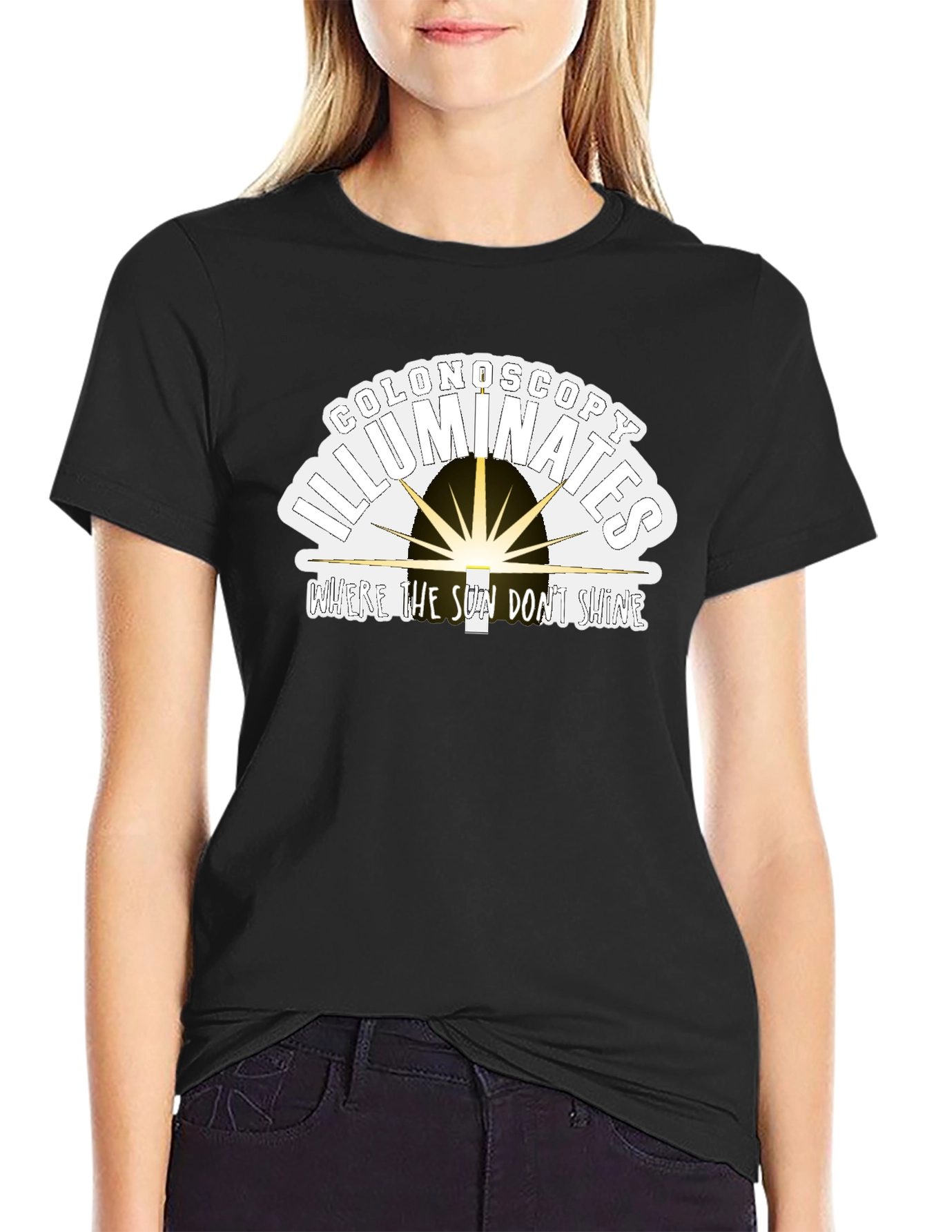 Black Colonoscopy Illuminates Funny T-Shirt view 2