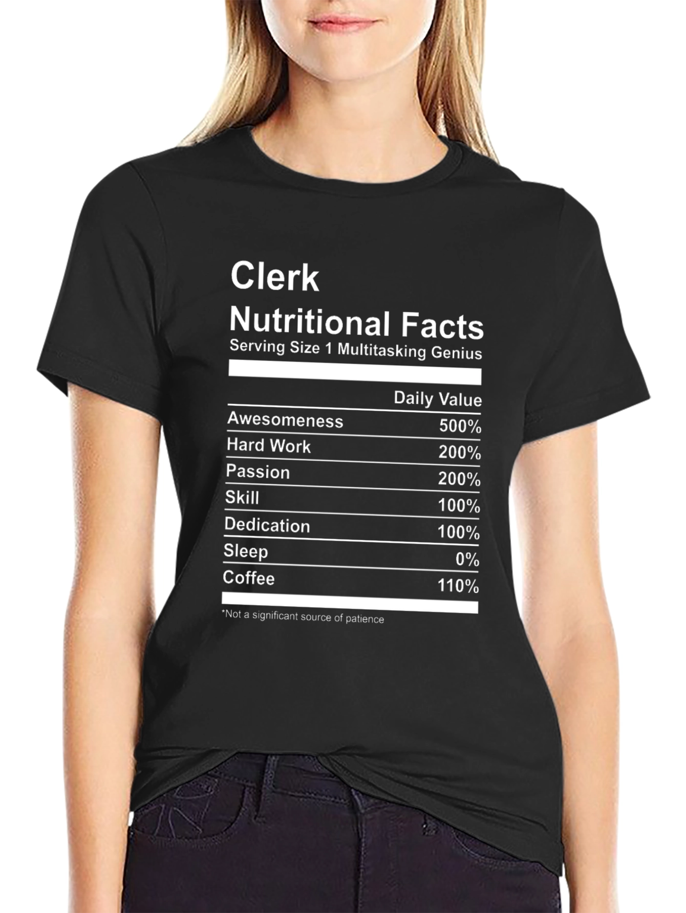Black Clerk Nutritional Facts T-Shirt - Multitasking Genius view 2