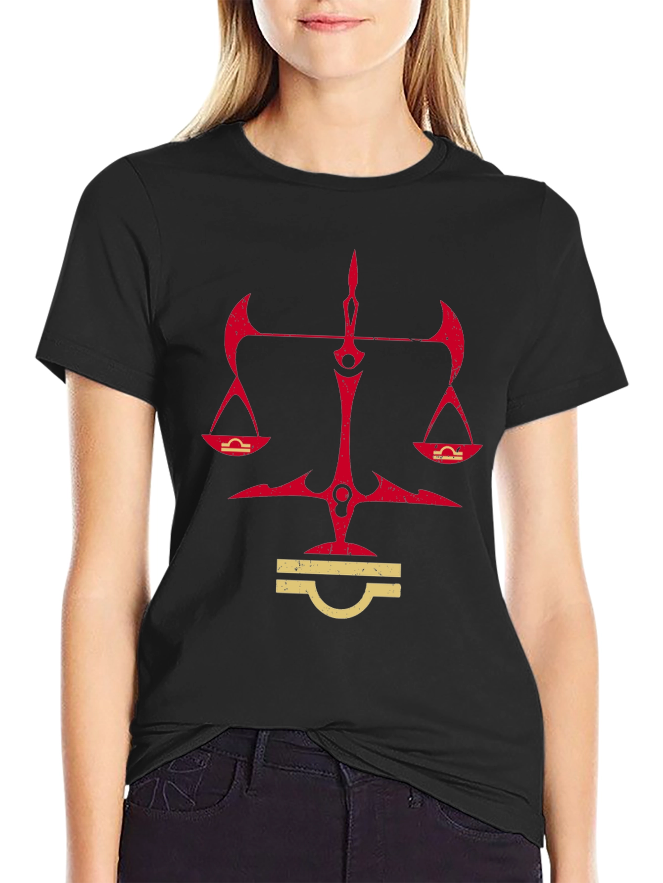 Black Libra Zodiac Graphic Tee - Black view 2