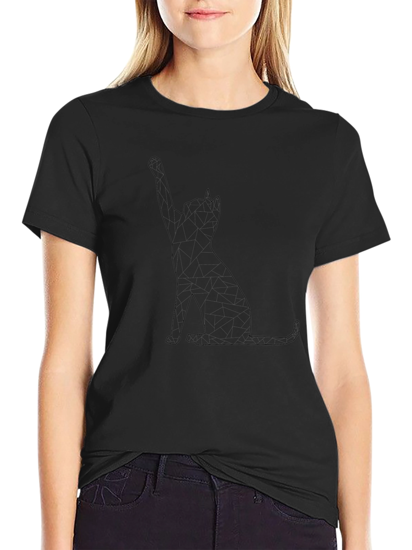 Black Men's Black Cat Silhouette Graphic Tee view 2