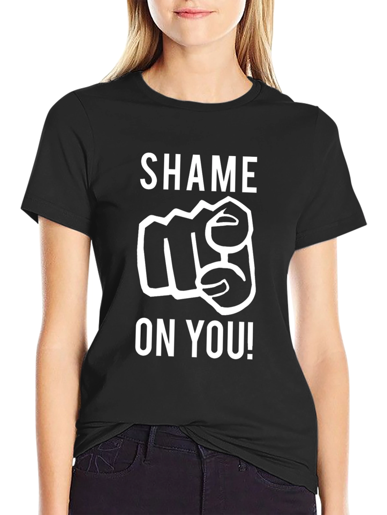 Black Shame On You Graphic Tee - Black T-Shirt view 2