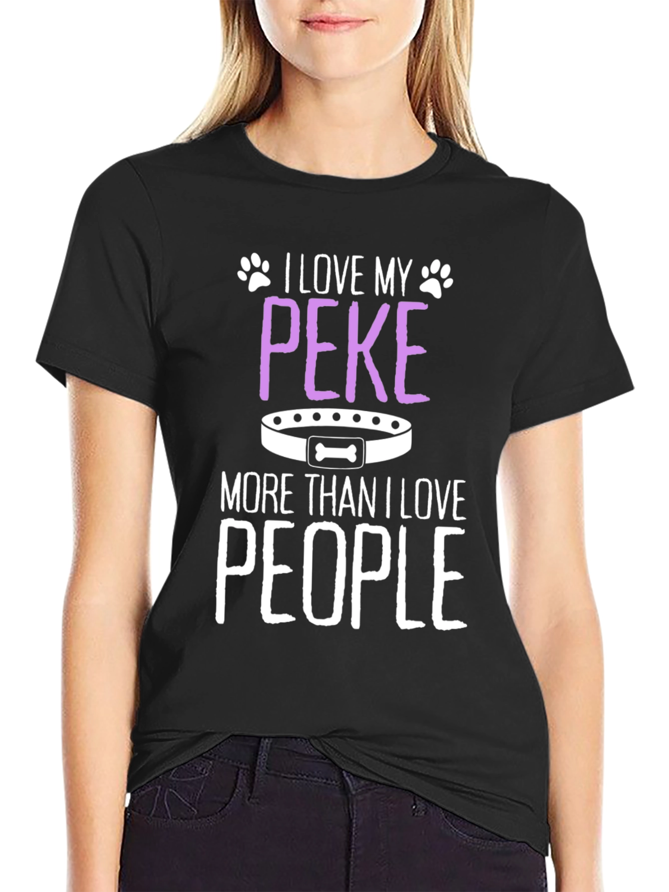 Black I Love My Peke T-Shirt - Dog Lover Tee view 2