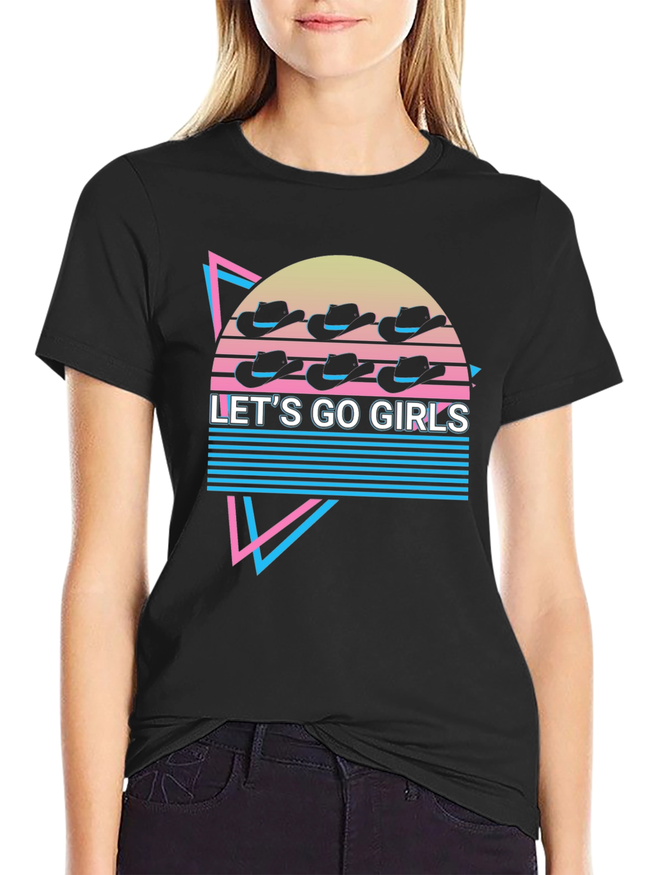 Black Retro Let's Go Girls T-Shirt view 2