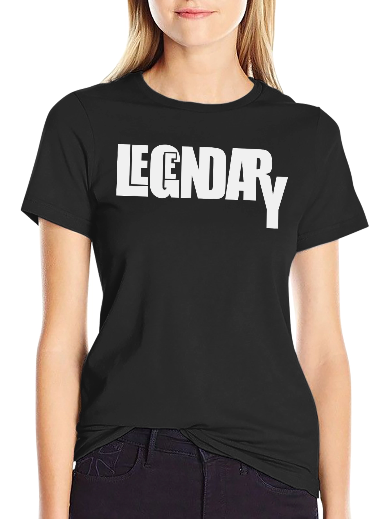 Black Legendary Graphic Tee - Black Cotton T-Shirt view 2
