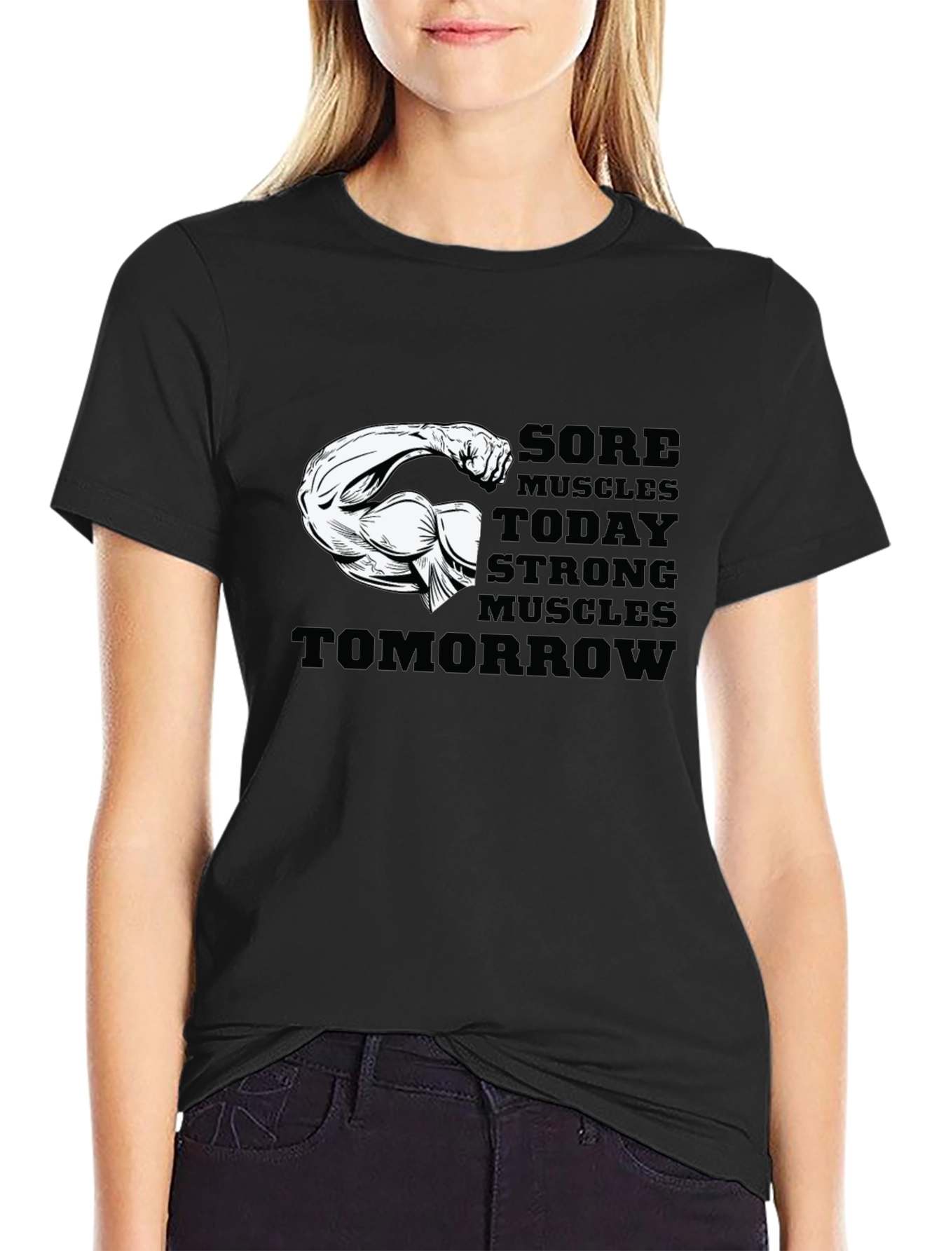 Black Sore Muscles Strong Muscles T-Shirt view 2
