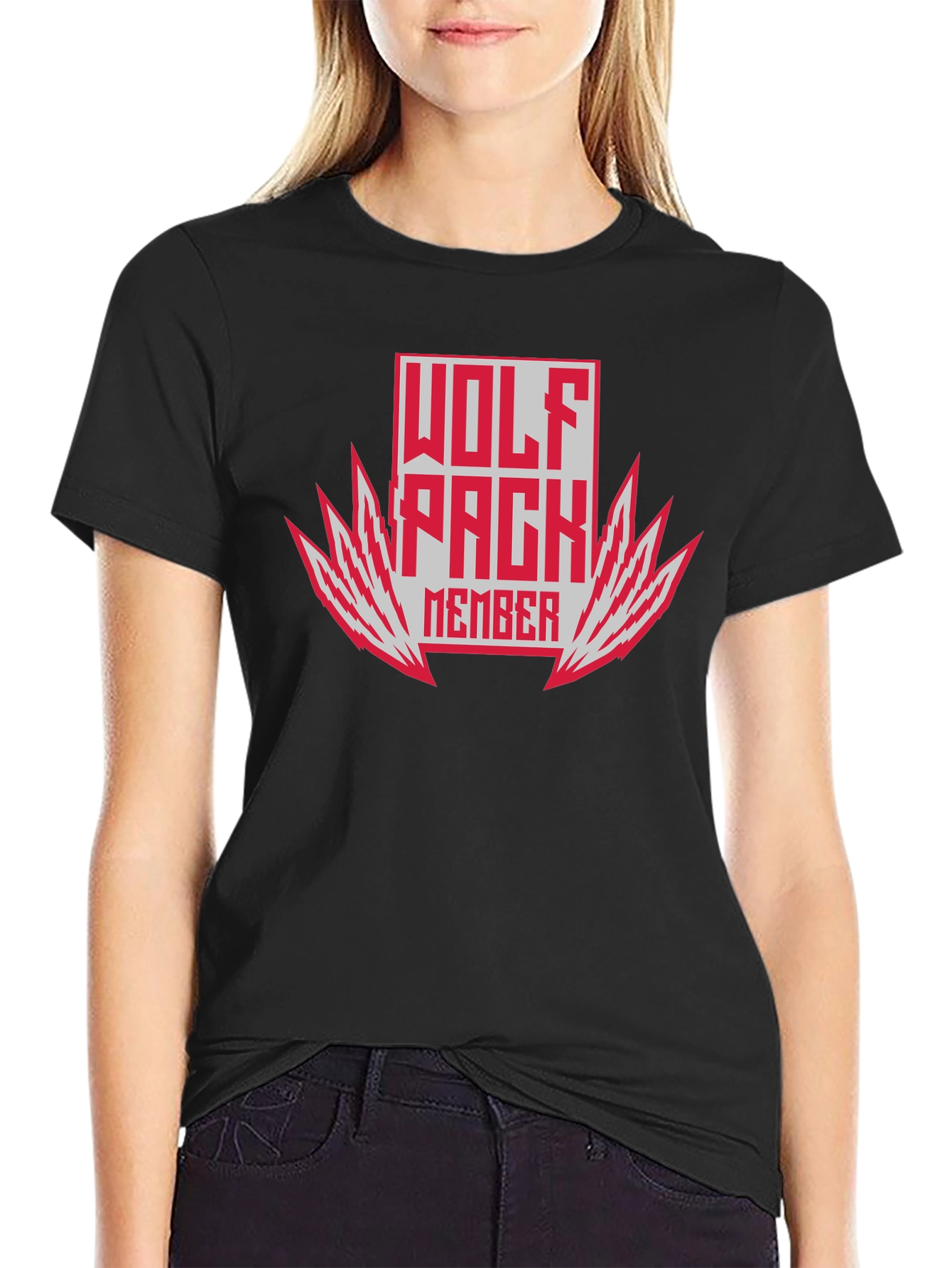 Black Wolf Pack Member Graphic Tee - Bold Style! view 2