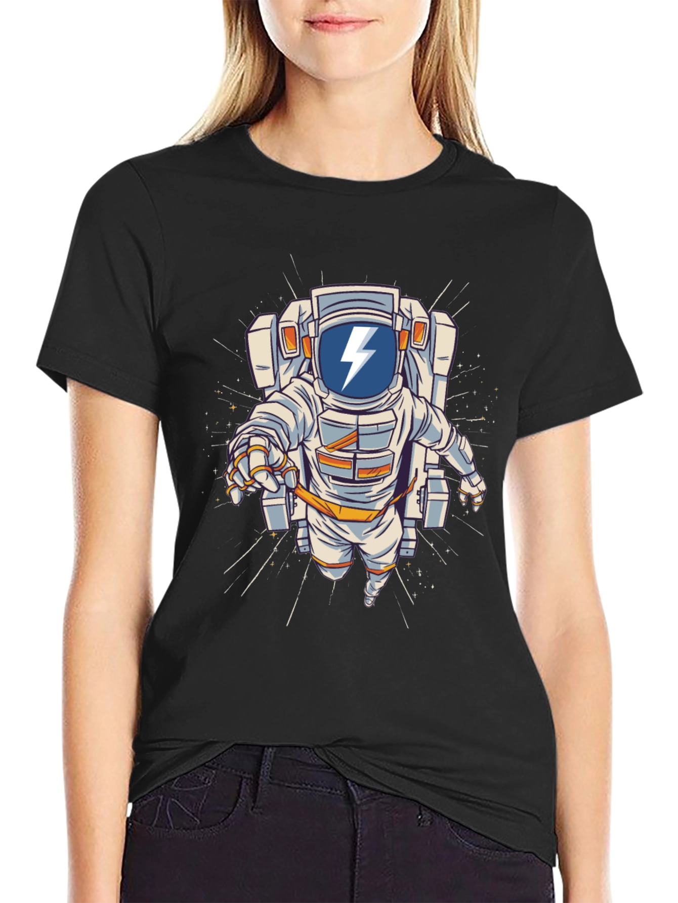 Black Astronaut Graphic T-Shirt - Bold Space Design view 2