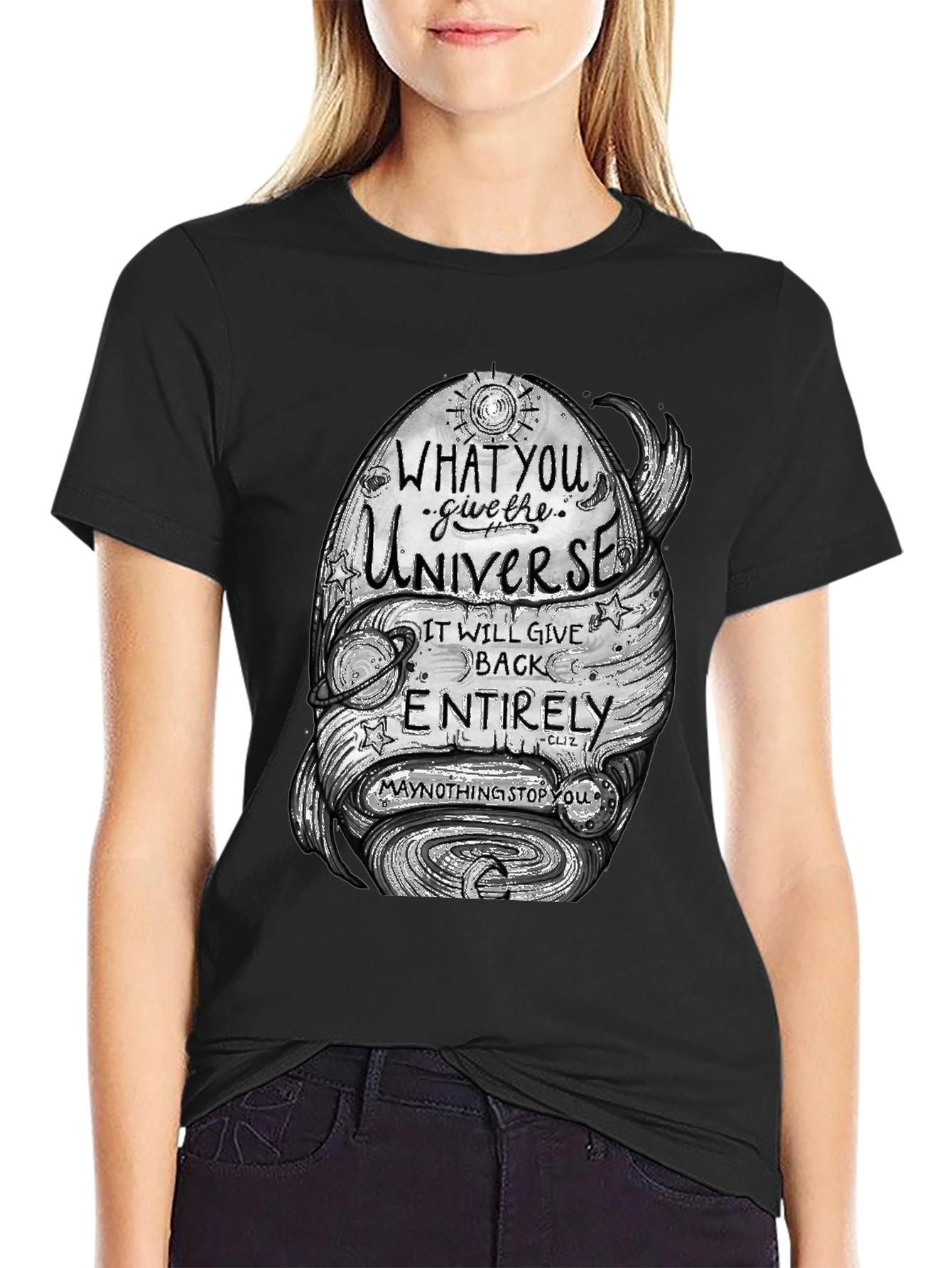Black Universe Graphic Tee - Inspire & Motivate! view 2