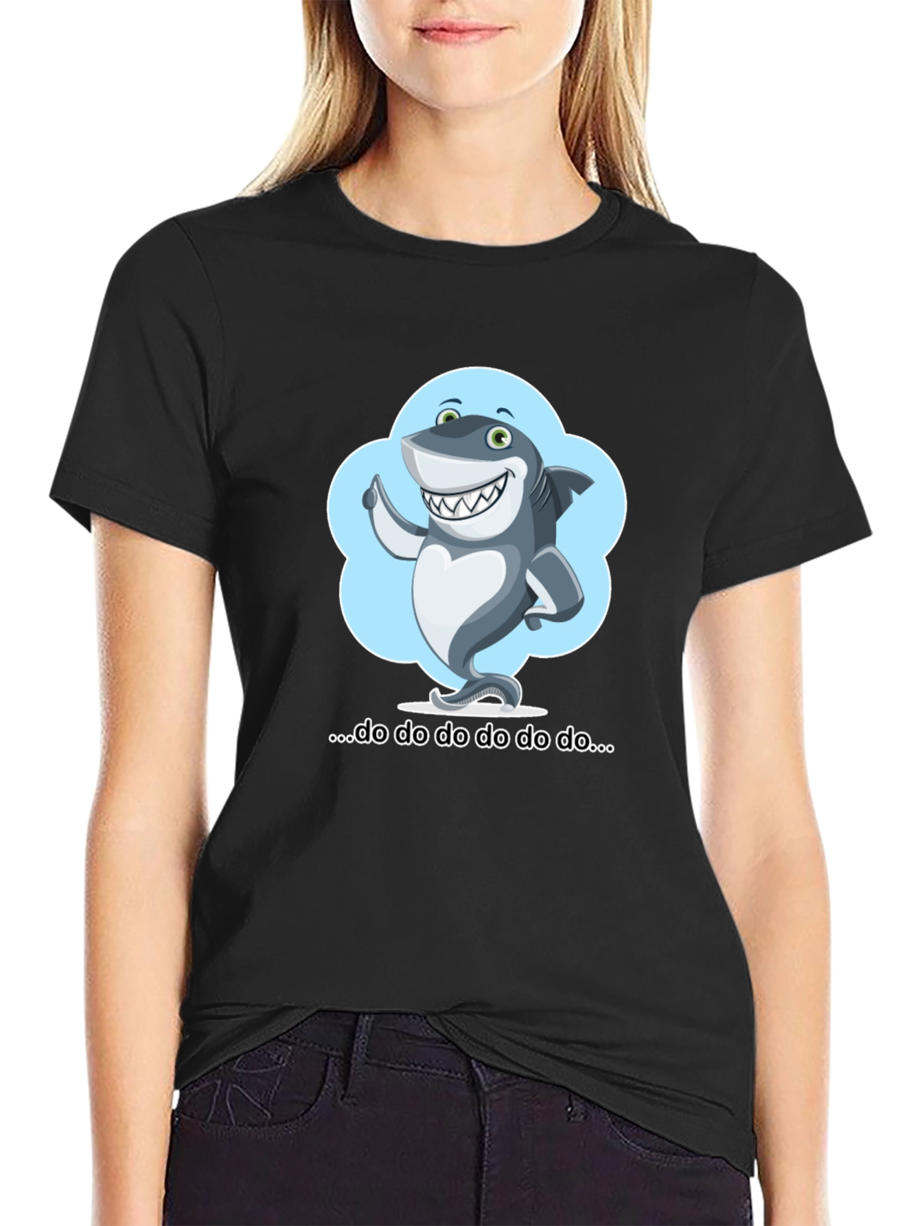 Black Cartoon Shark T-Shirt - Fun & Stylish! view 2