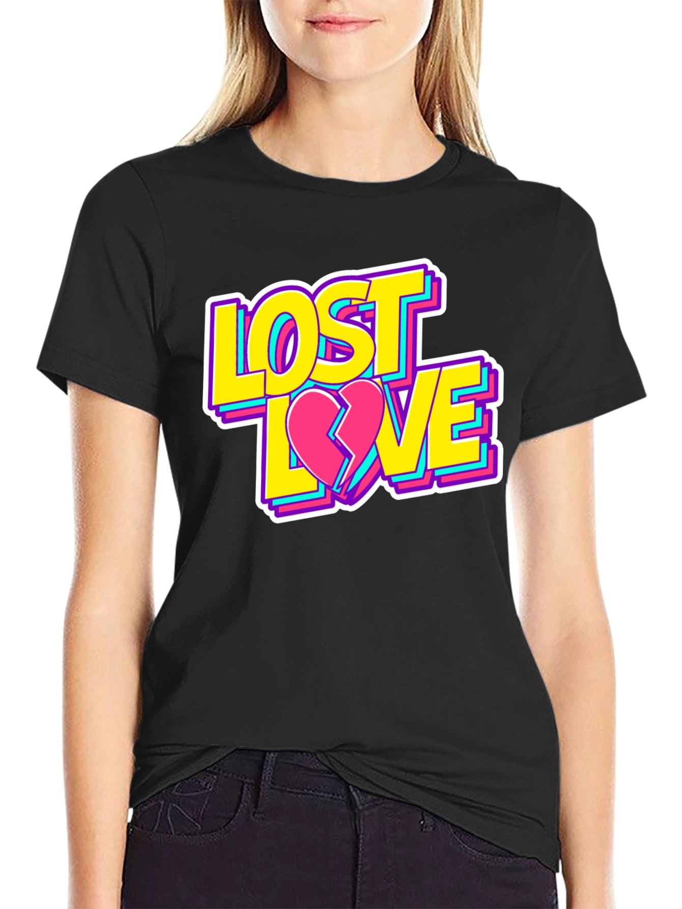 Black Lost Love Graphic T-Shirt - Casual Style view 2