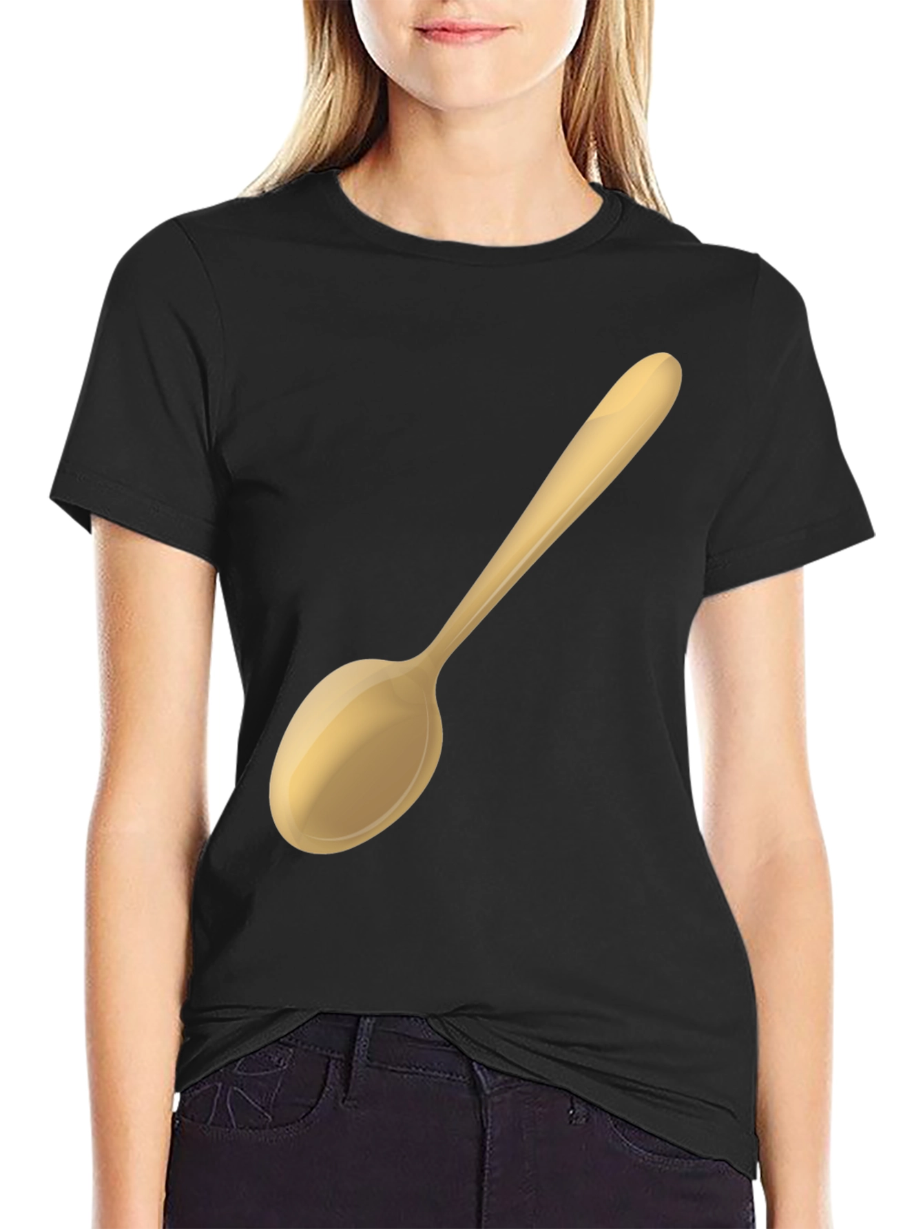 Black Spoon Graphic Black Tee - Unique Design view 2