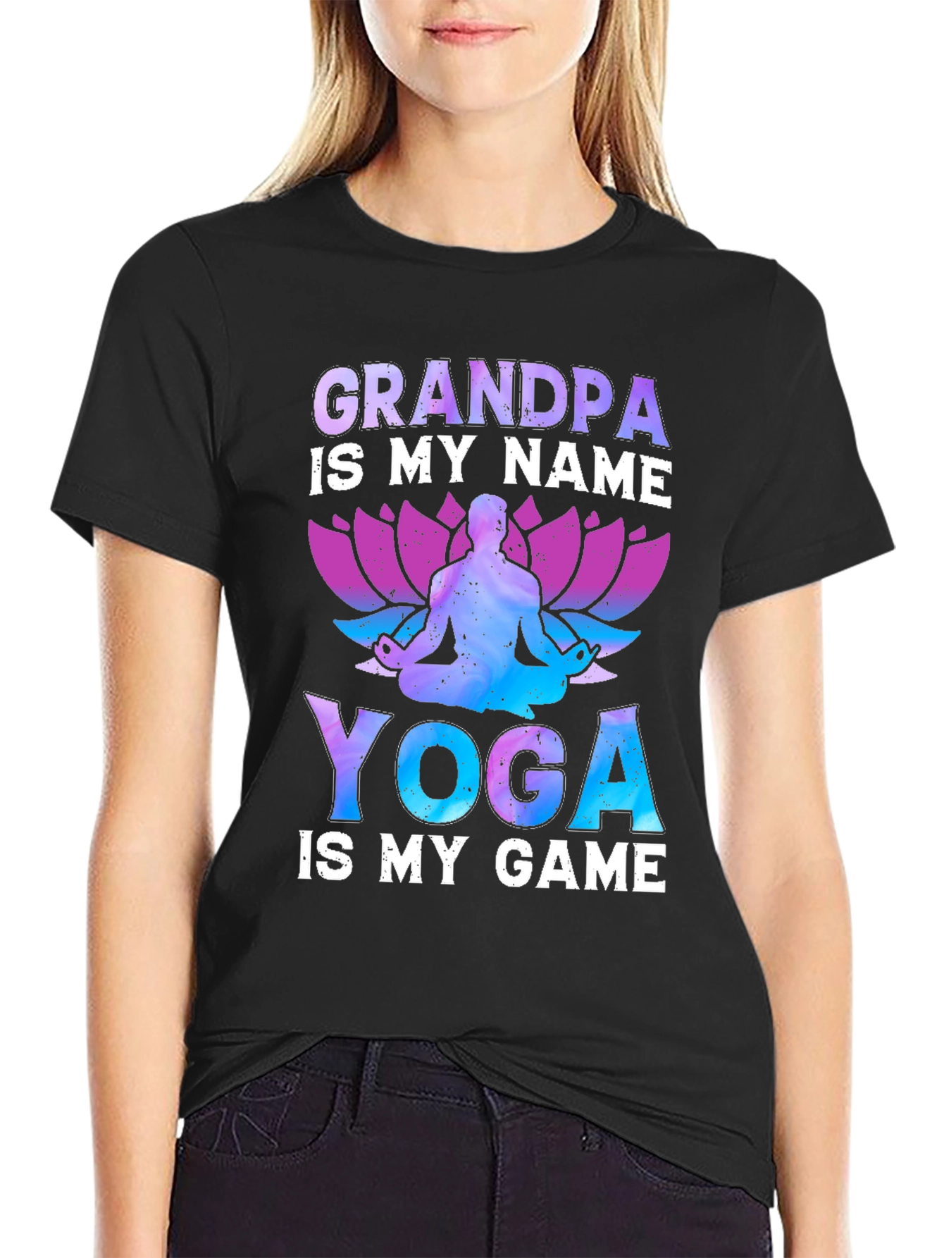 Black Grandpa Yoga T-Shirt view 2