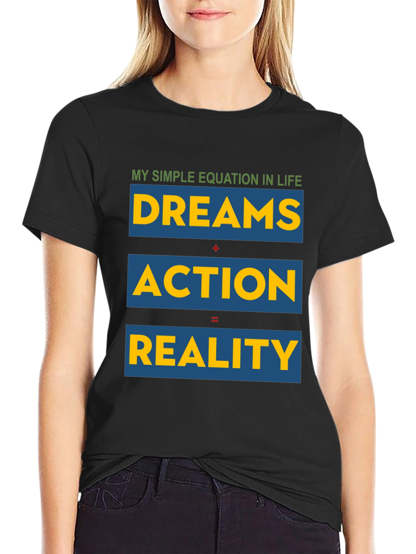 Black Dreams, Action, Reality - Equation T-Shirt view 2