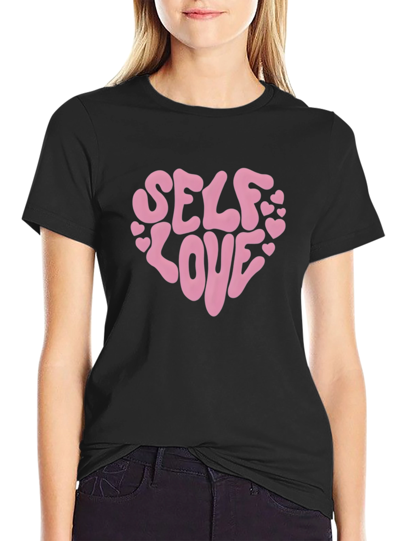Black Self Love Heart Graphic Tee - Black view 2