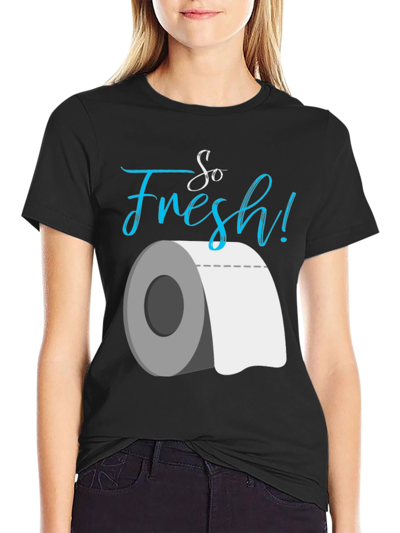 Black So Fresh Toilet Paper Graphic T-Shirt view 2