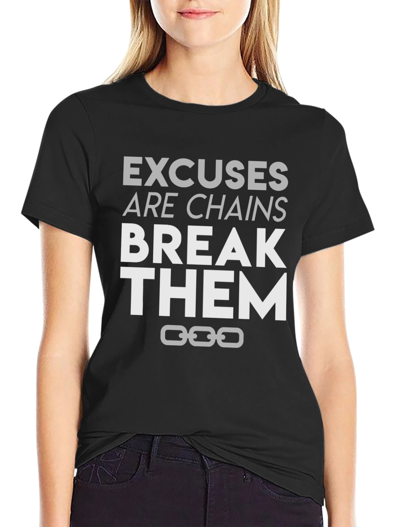 Black Motivational 'Break Them' Graphic T-Shirt view 2