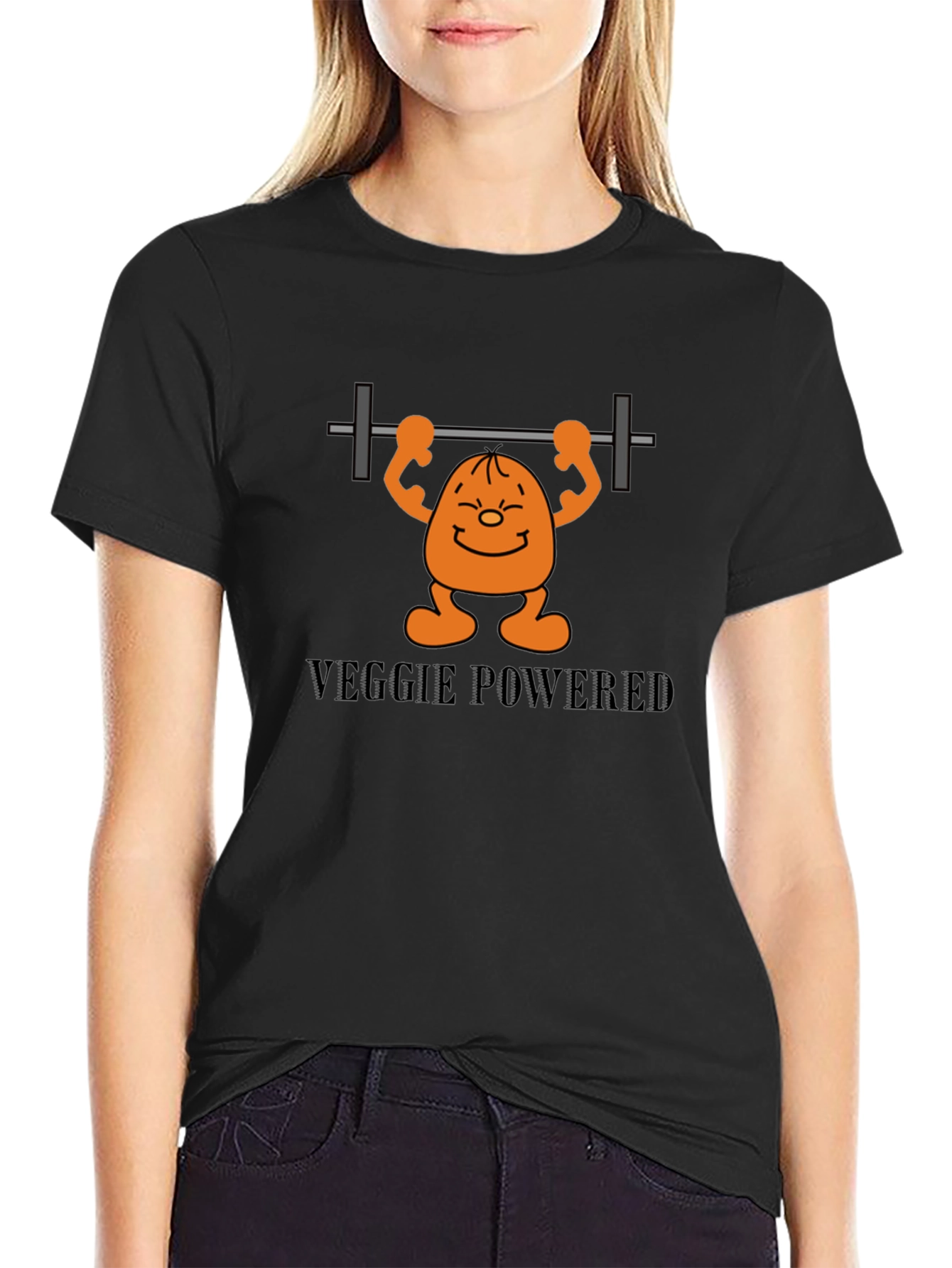 Black Veggie Powered Workout T-Shirt view 2