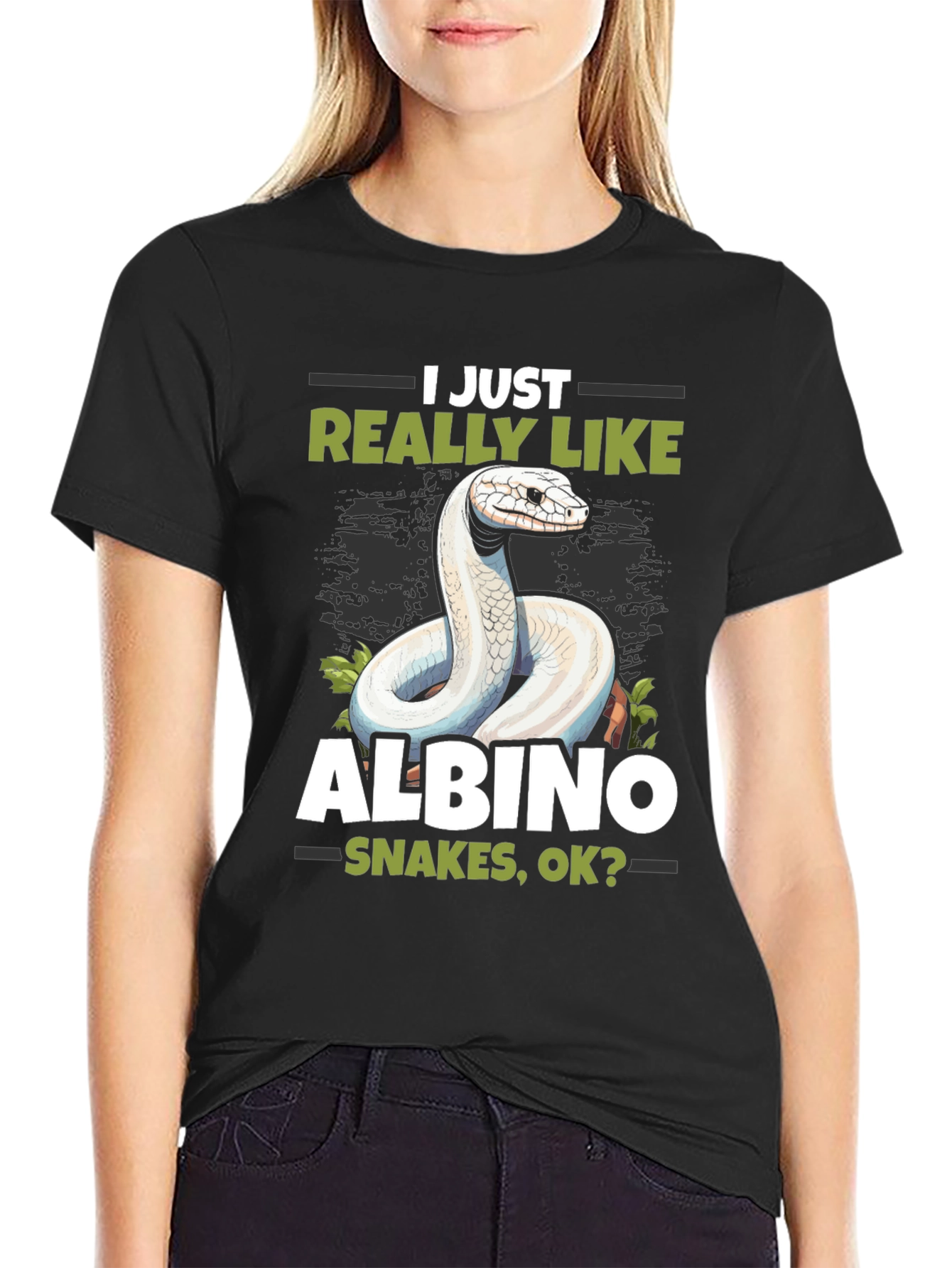 Black Albino Snake Lover T-Shirt - Reptile Pet Tee view 2
