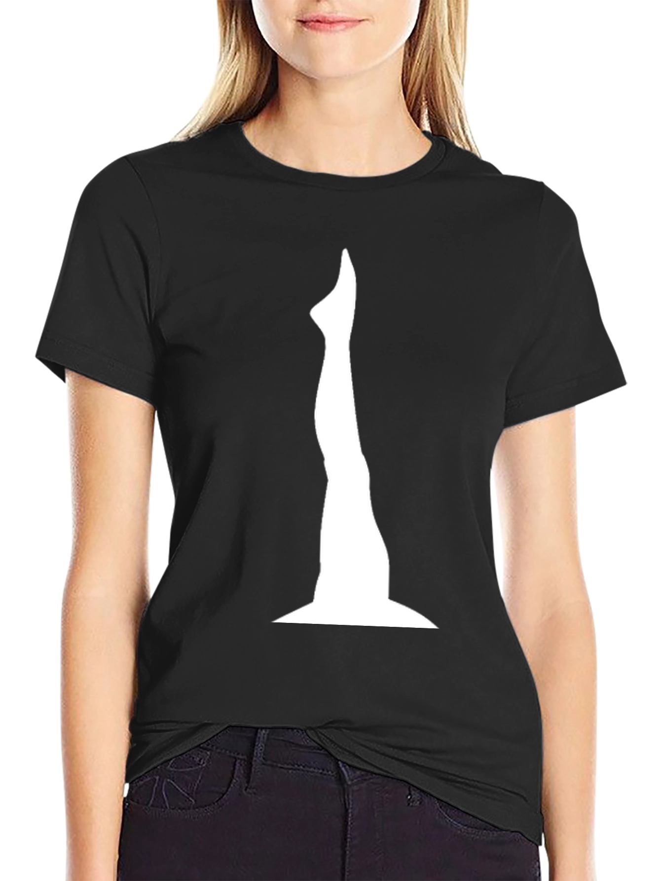 Black Statue Silhouette Graphic Tee - Stylish Black T-Shirt view 2