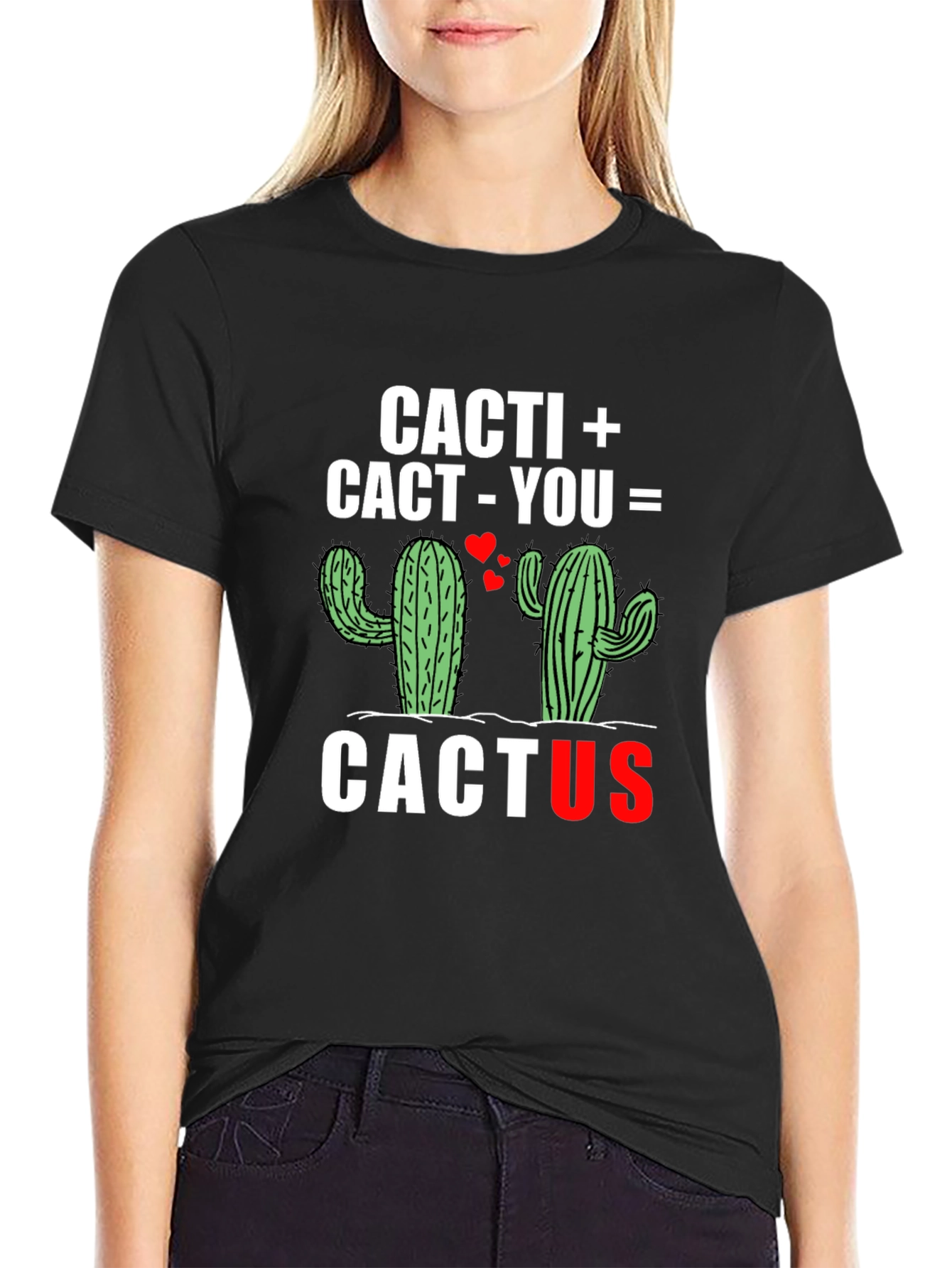 Black Cacti Cactus T-Shirt - Love Equation Graphic Tee view 2
