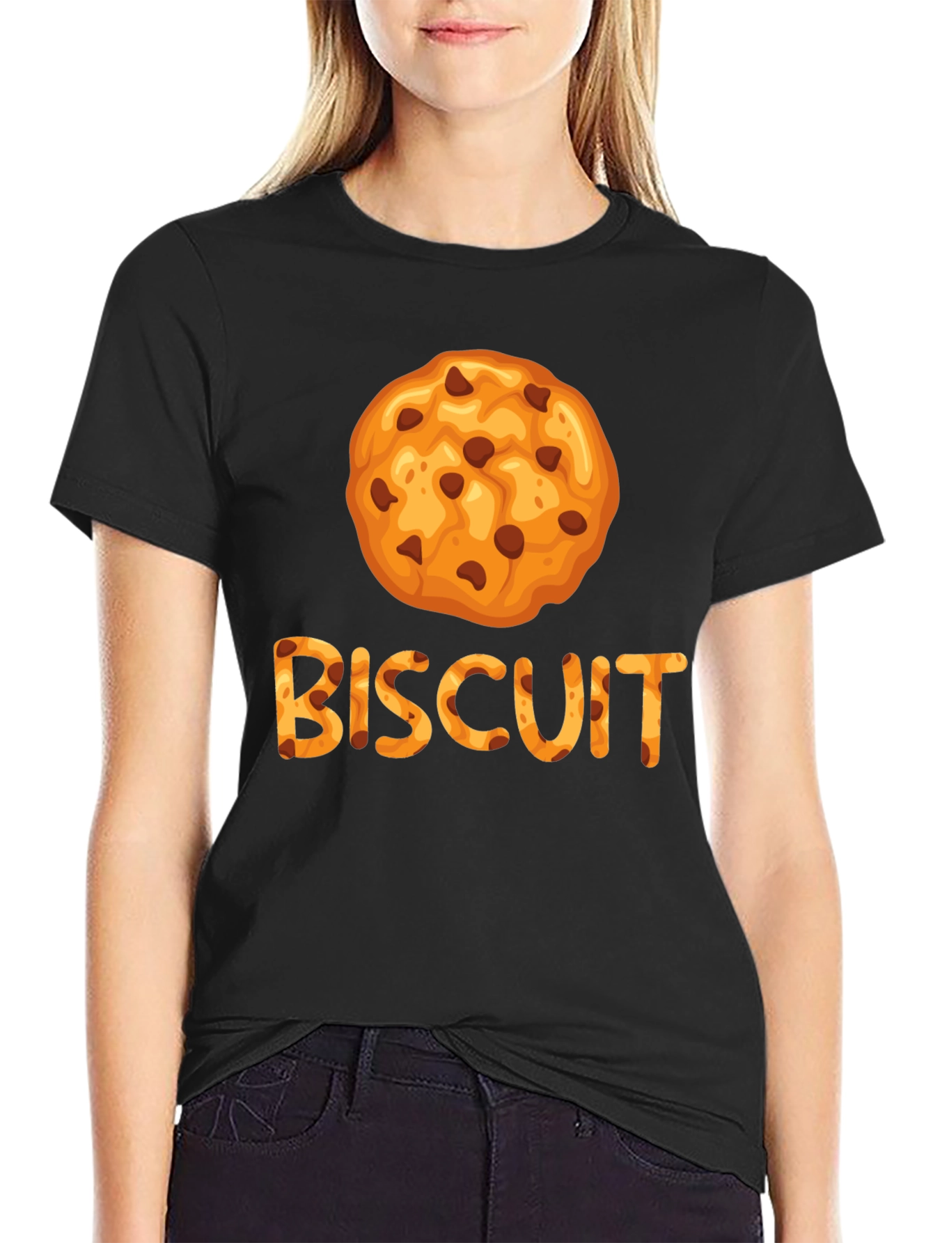 Black Biscuit Cookie Graphic Tee - Unisex Black T-Shirt view 2