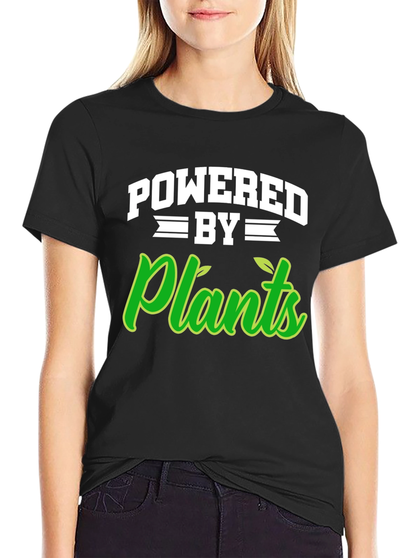 Black Powered by Plants Black T-Shirt view 2