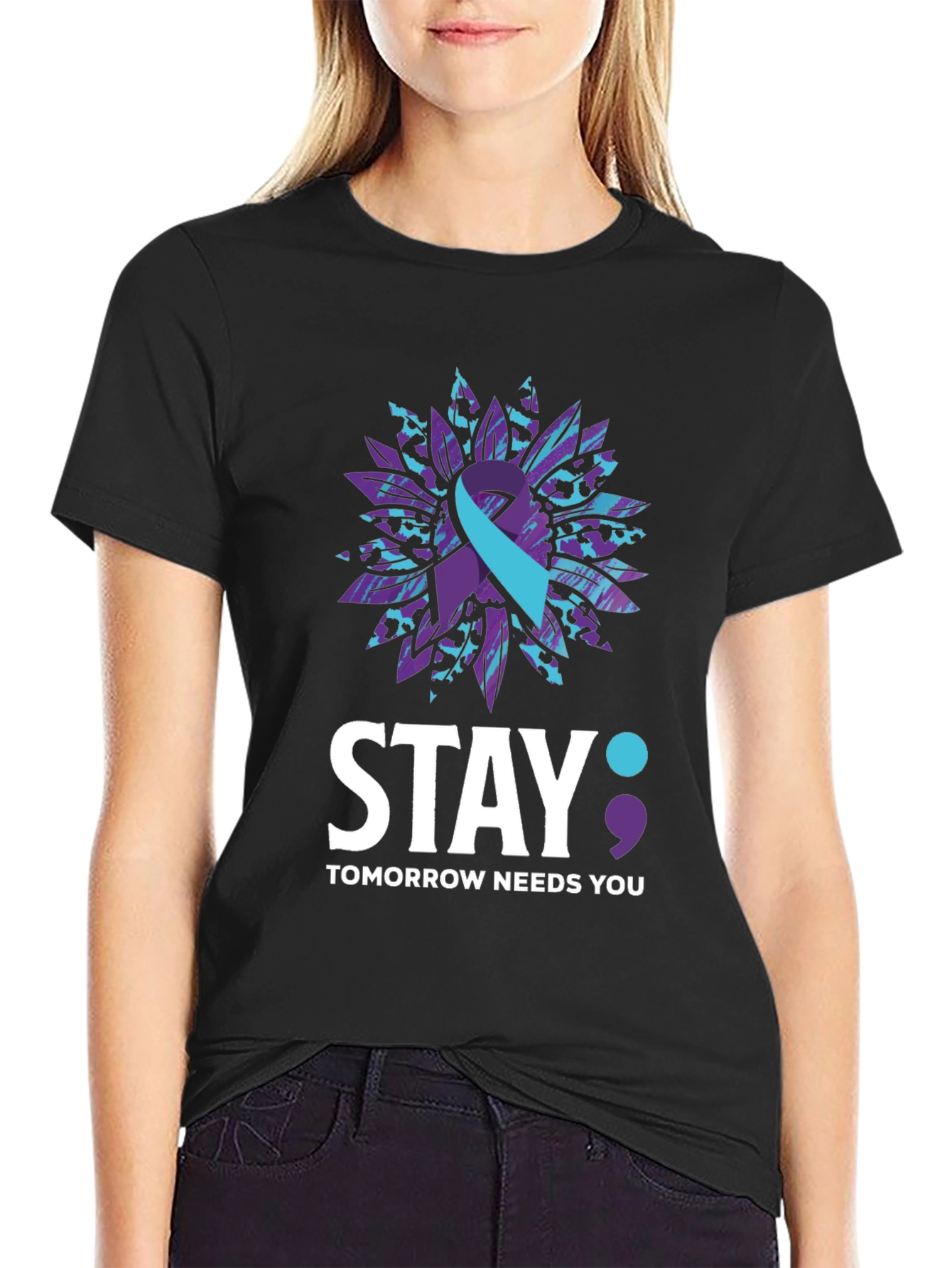 Black Stay Tomorrow Needs You Awareness T-Shirt view 2