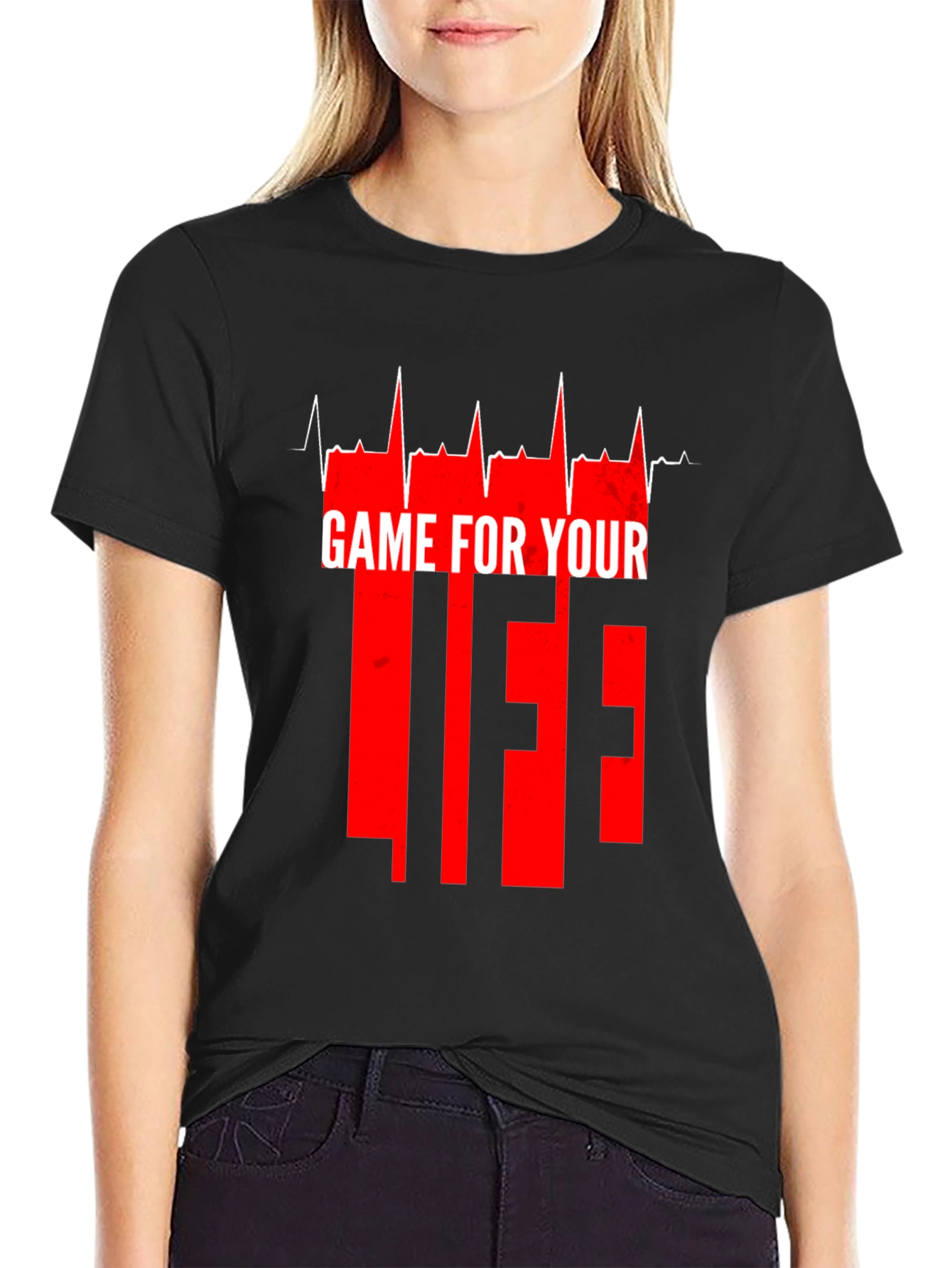 Black Game For Your Life Graphic Tee - Black view 2