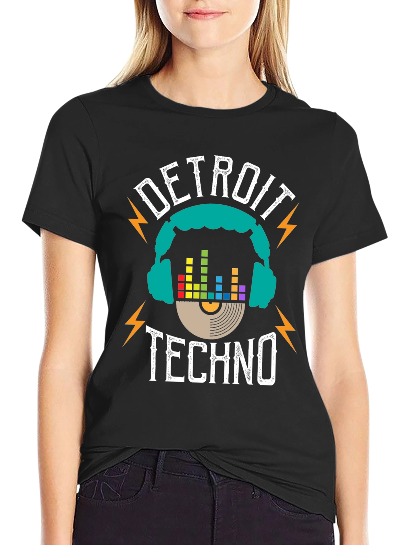 Black Detroit Techno Music T-Shirt view 2