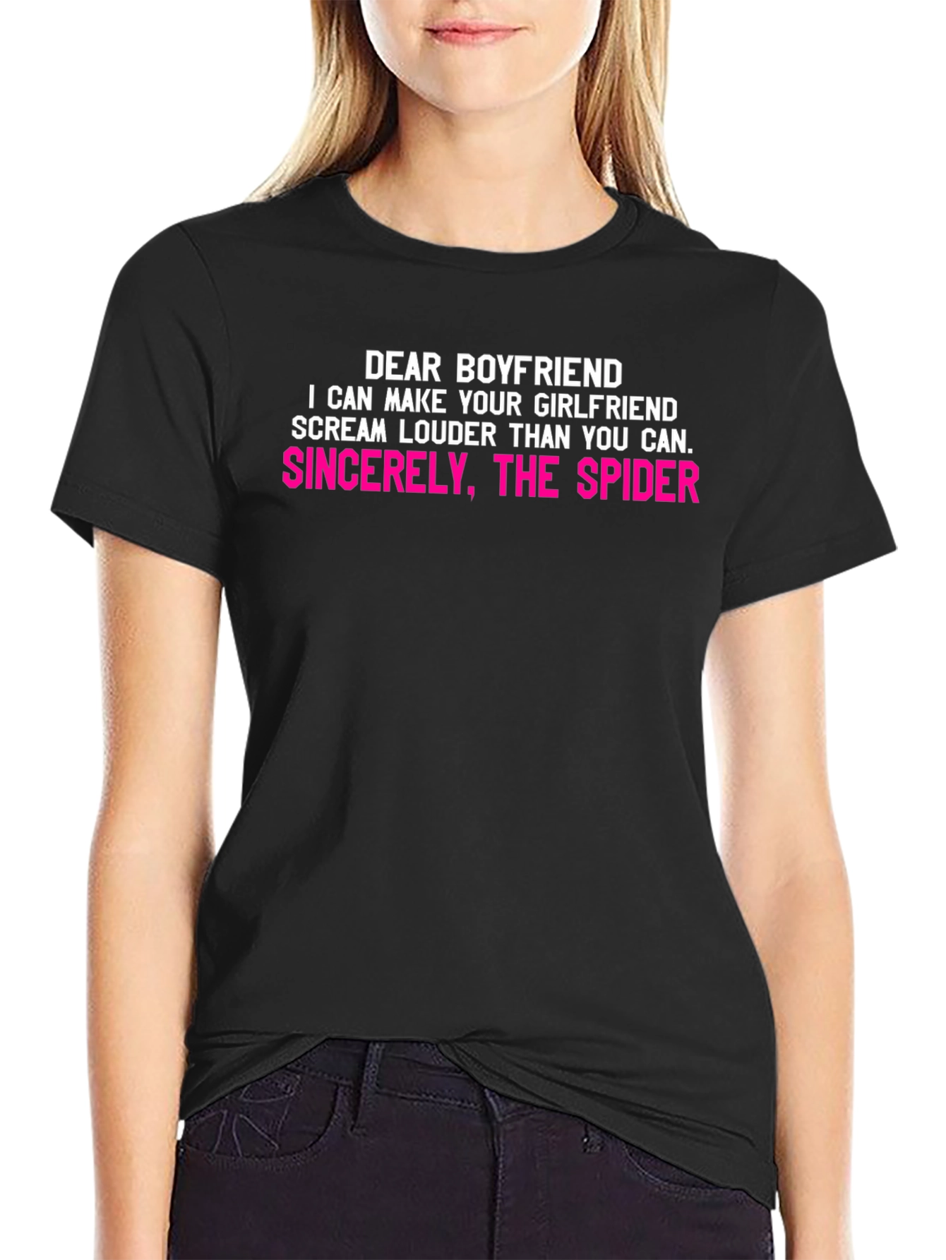 Black Funny "Dear Boyfriend, Sincerely The Spider" Graphic Tee view 2