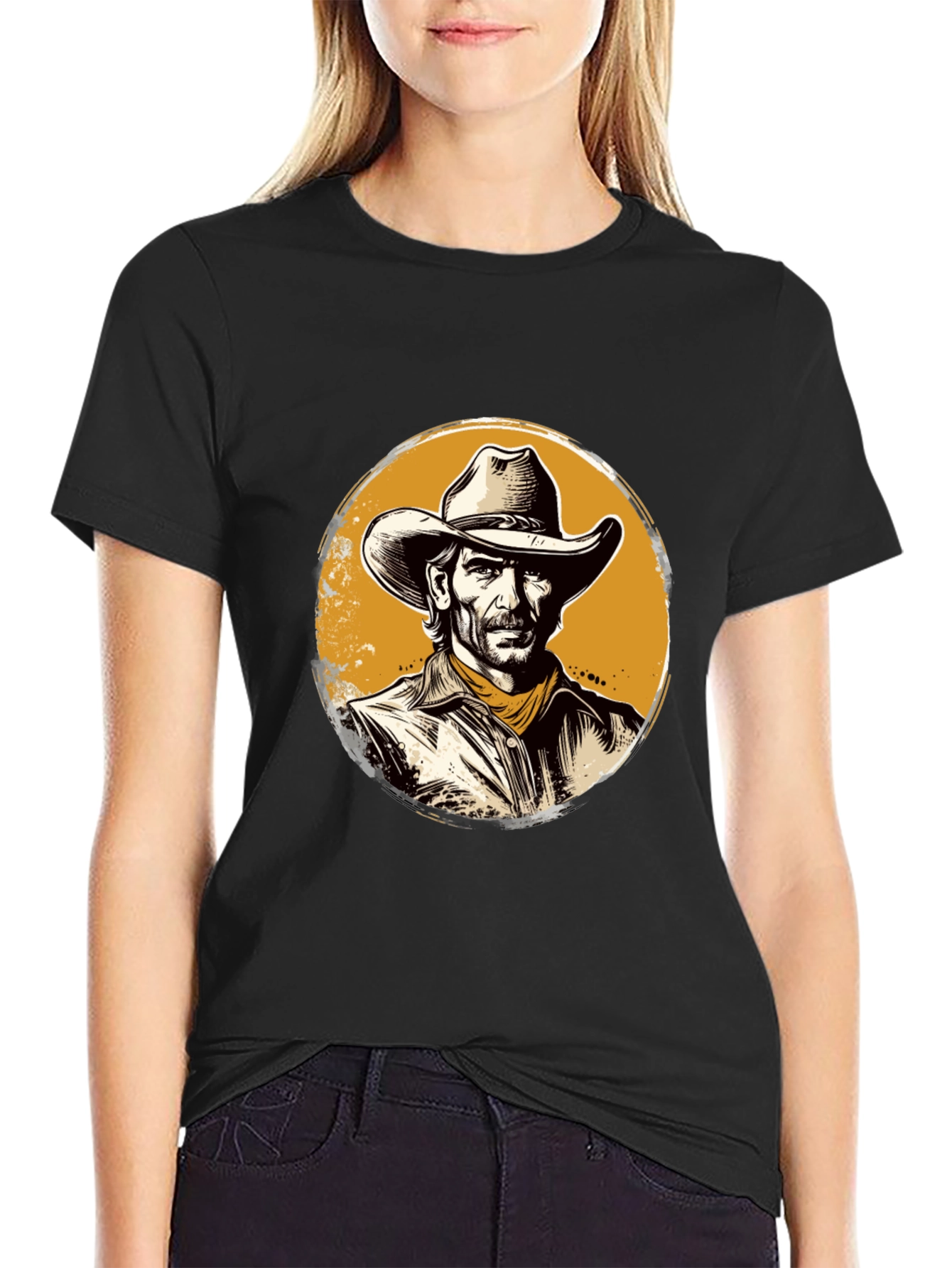 Black Cowboy Graphic Black T-Shirt view 2