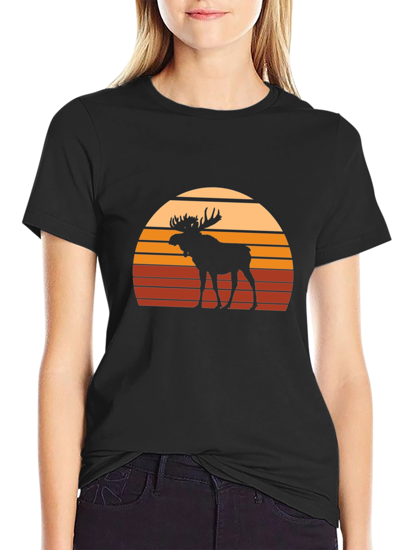 Black Moose Sunset Graphic Tee - Black Casual Shirt view 2