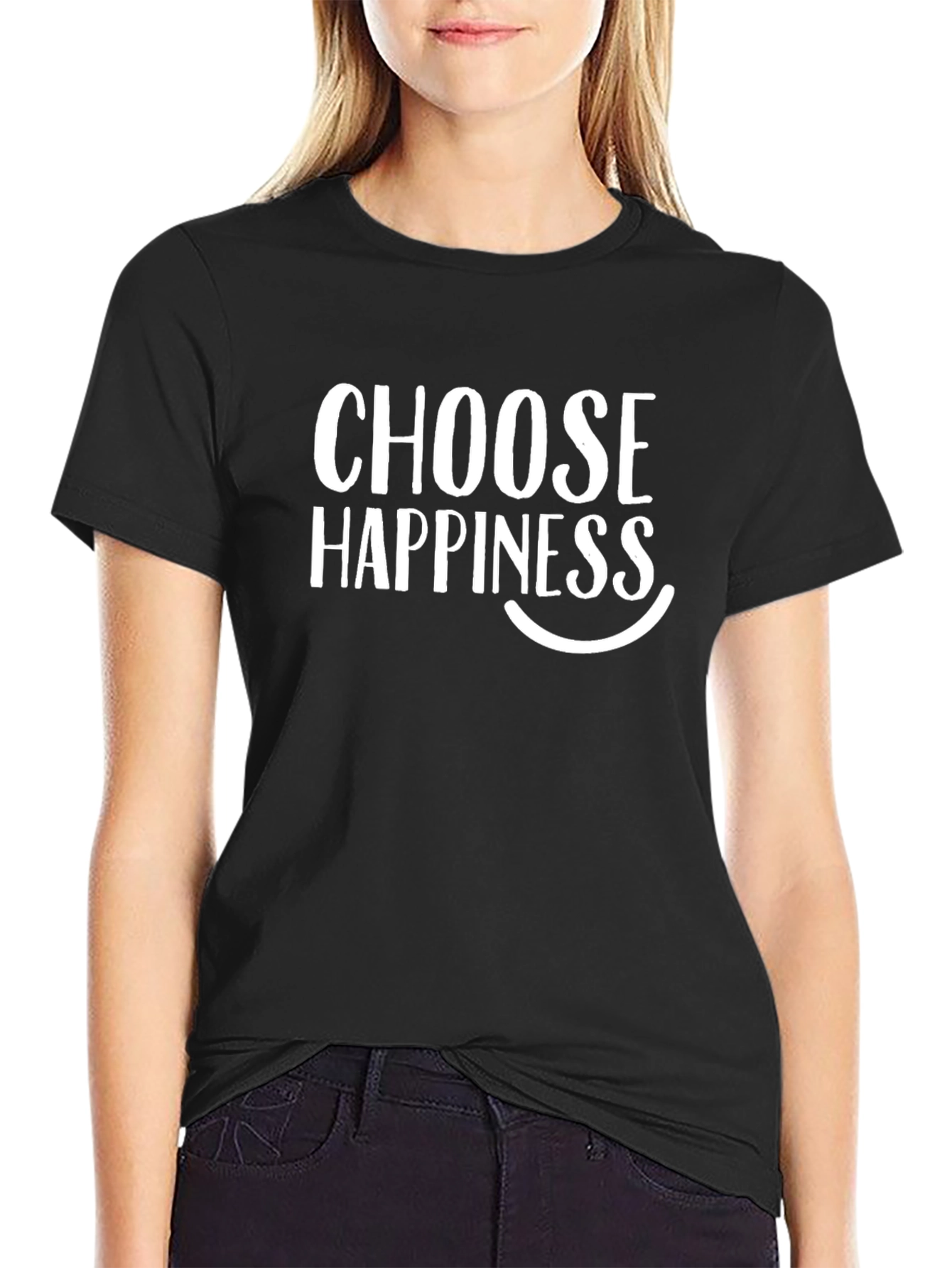 Black Choose Happiness Black T-Shirt view 2