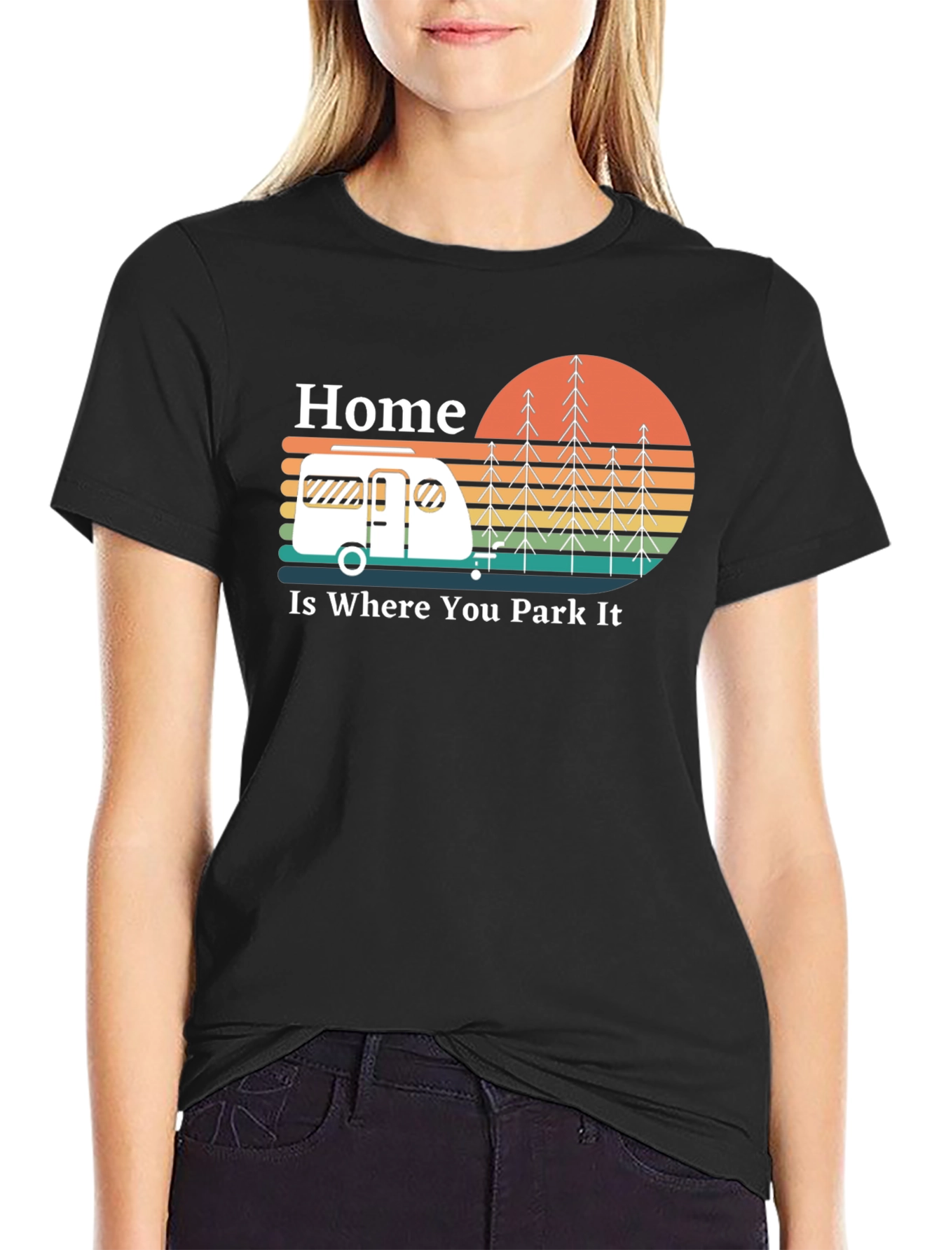 Black Home is Where You Park It - Camper T-Shirt view 2