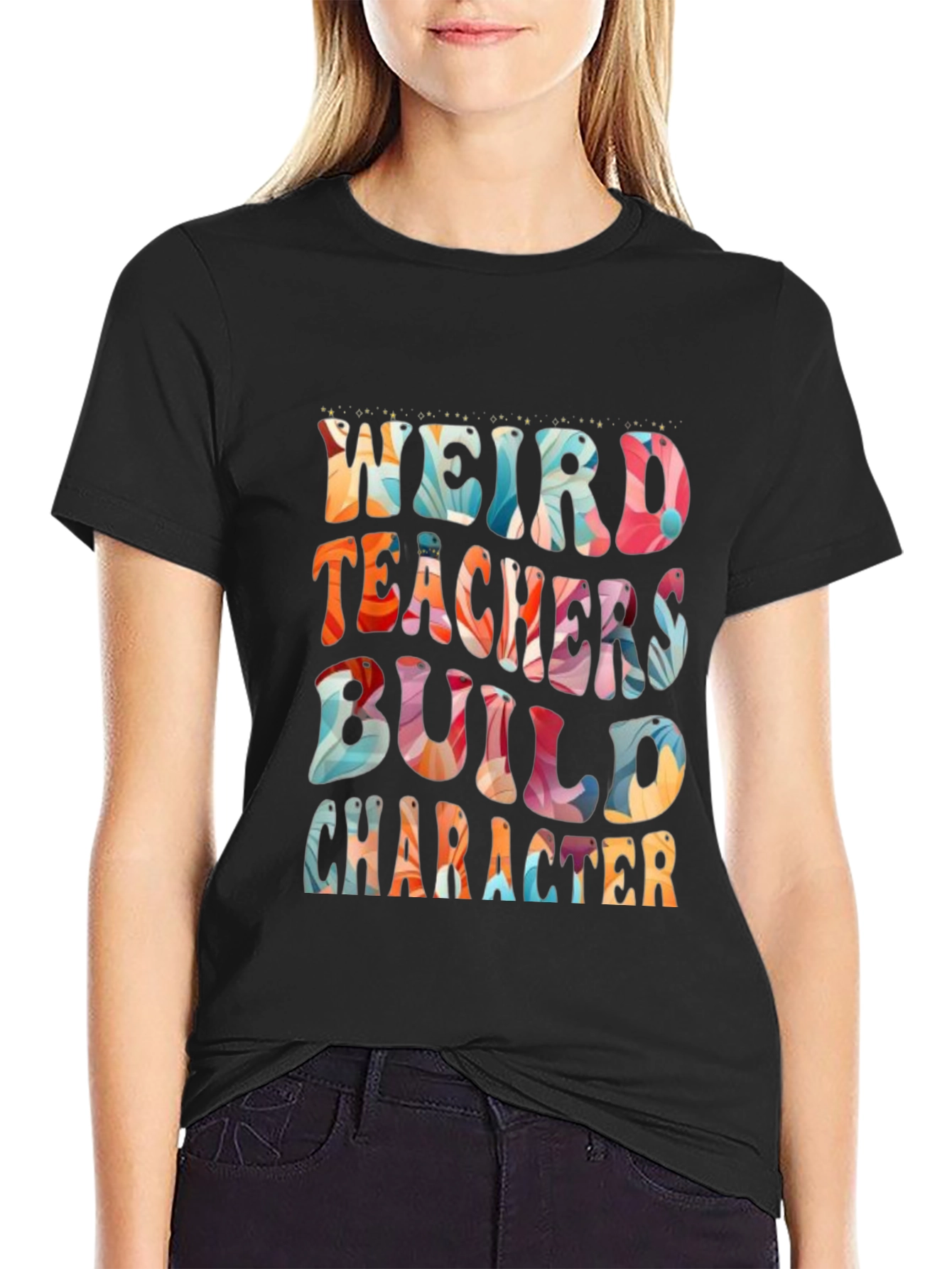 Black Weird Teachers Build Character T-Shirt view 2