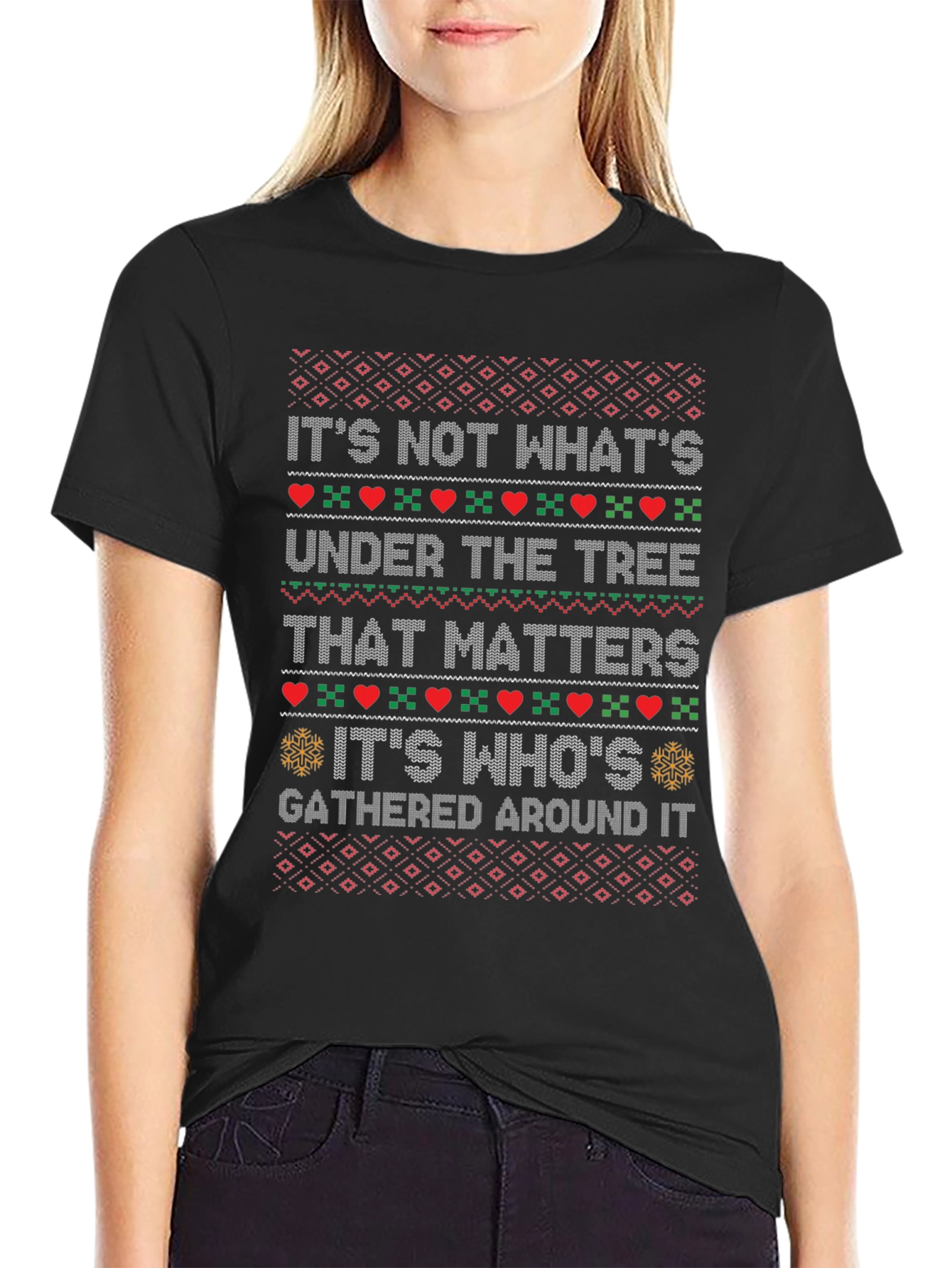 Black Festive Christmas Sweater T-Shirt view 2