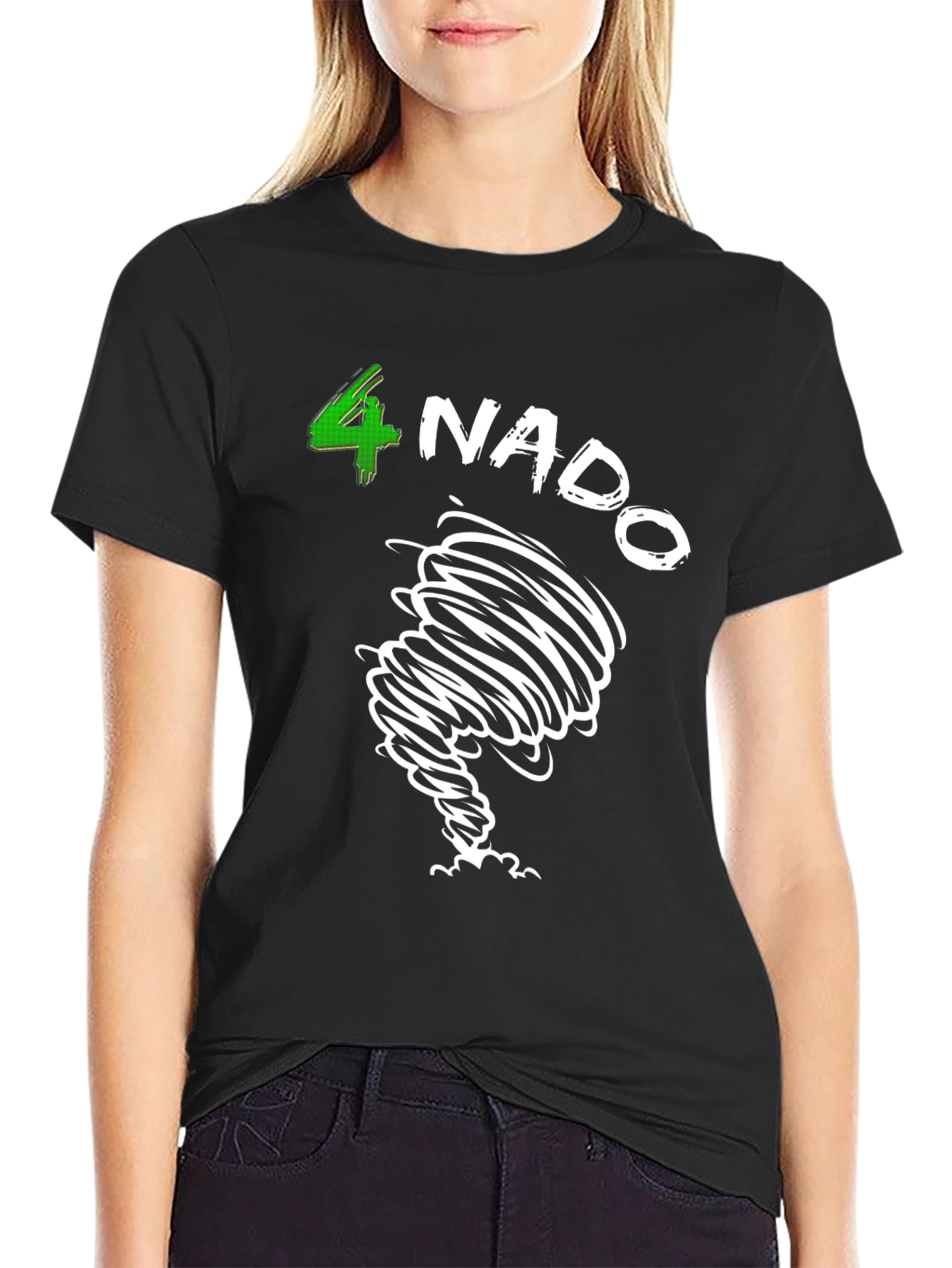 Black 4 Nado Tornado Graphic Black T-Shirt view 2