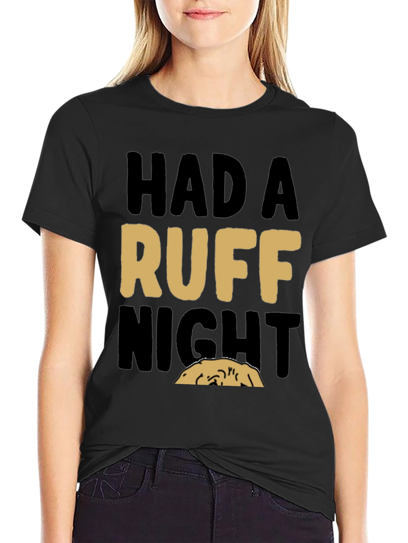 Black Had a Ruff Night T-Shirt - Comfortable Cotton Blend view 2