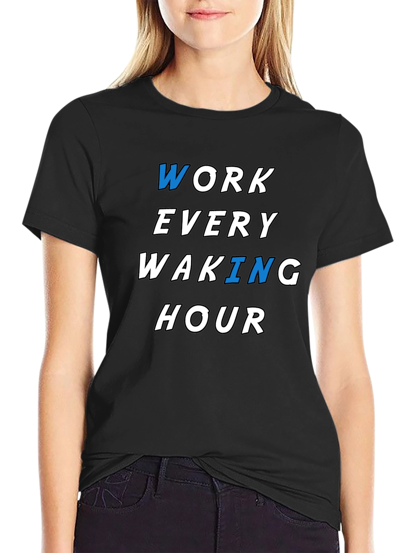 Black Work Every Waking Hour Graphic Tee - Black view 2